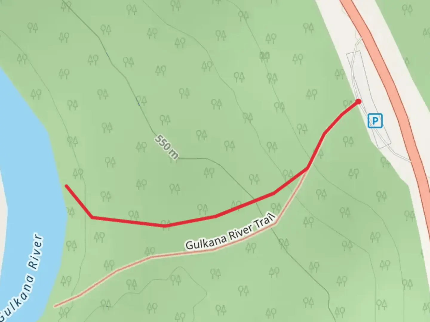 An image depicting the trail Gulkana River Trail and its surrounding area.