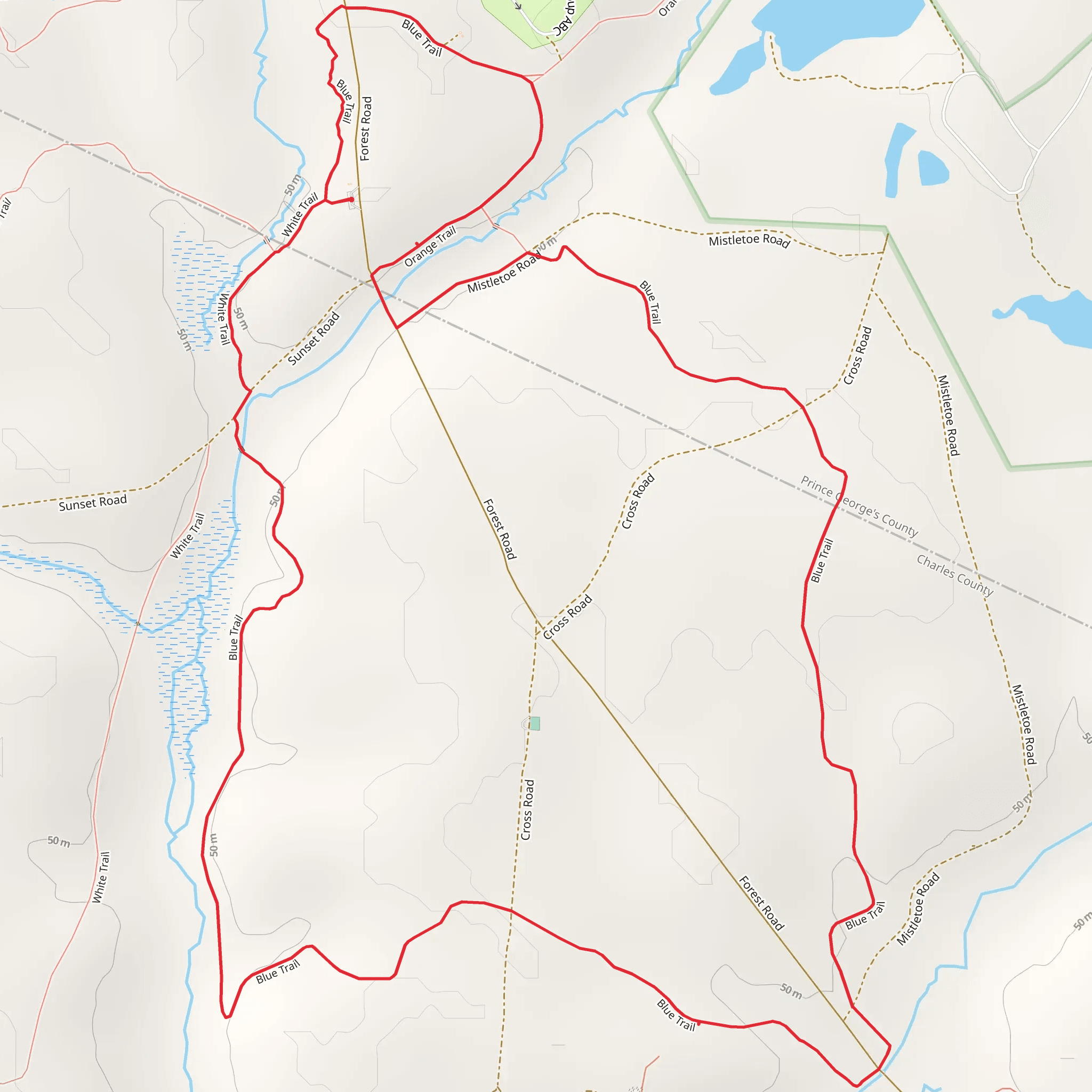 White and Blue Loop Trail mobile static map