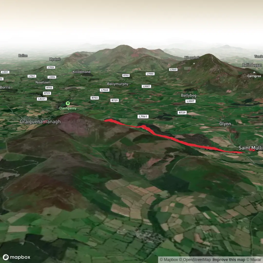 An image depicting the trail Gruige to St Mullins and its surrounding area.