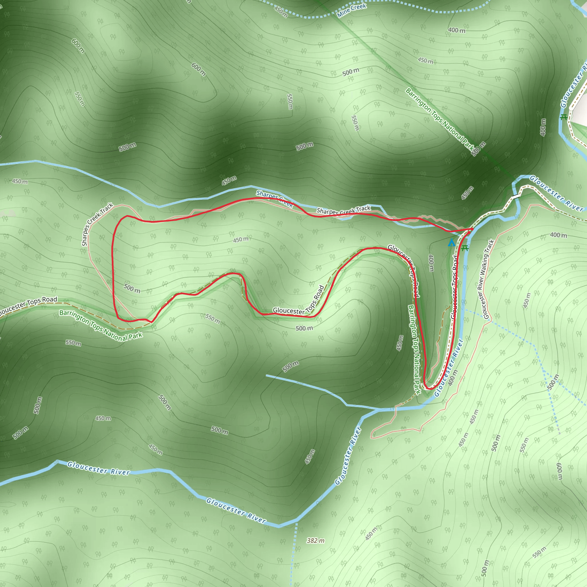 Sharpes Creek Track mobile static map