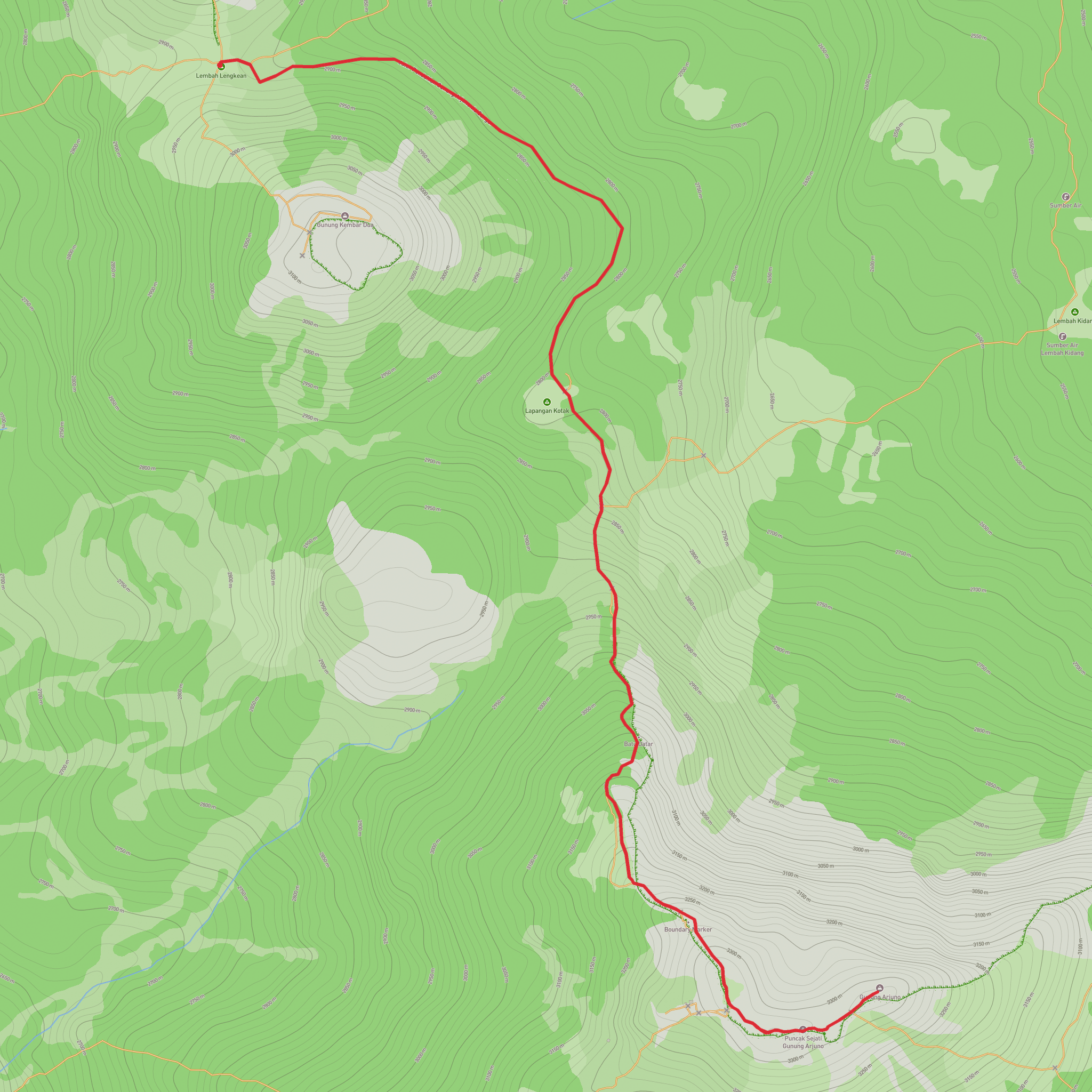 Summit Lengkehan OgalAgil and Gurung Arjuno mobile static map