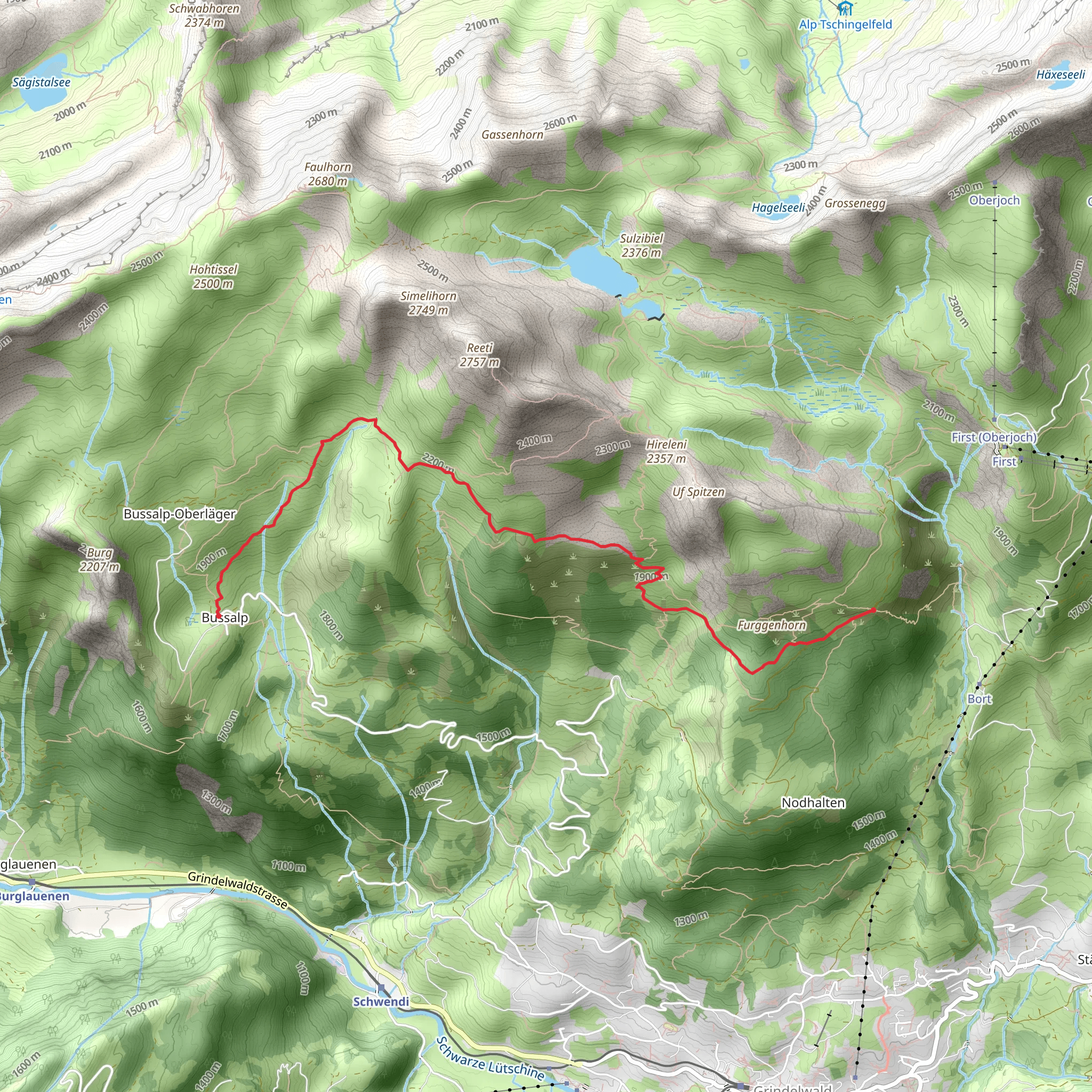 Waldspitz - Spillmatten - Feld - Bussalp No 10 mobile static map