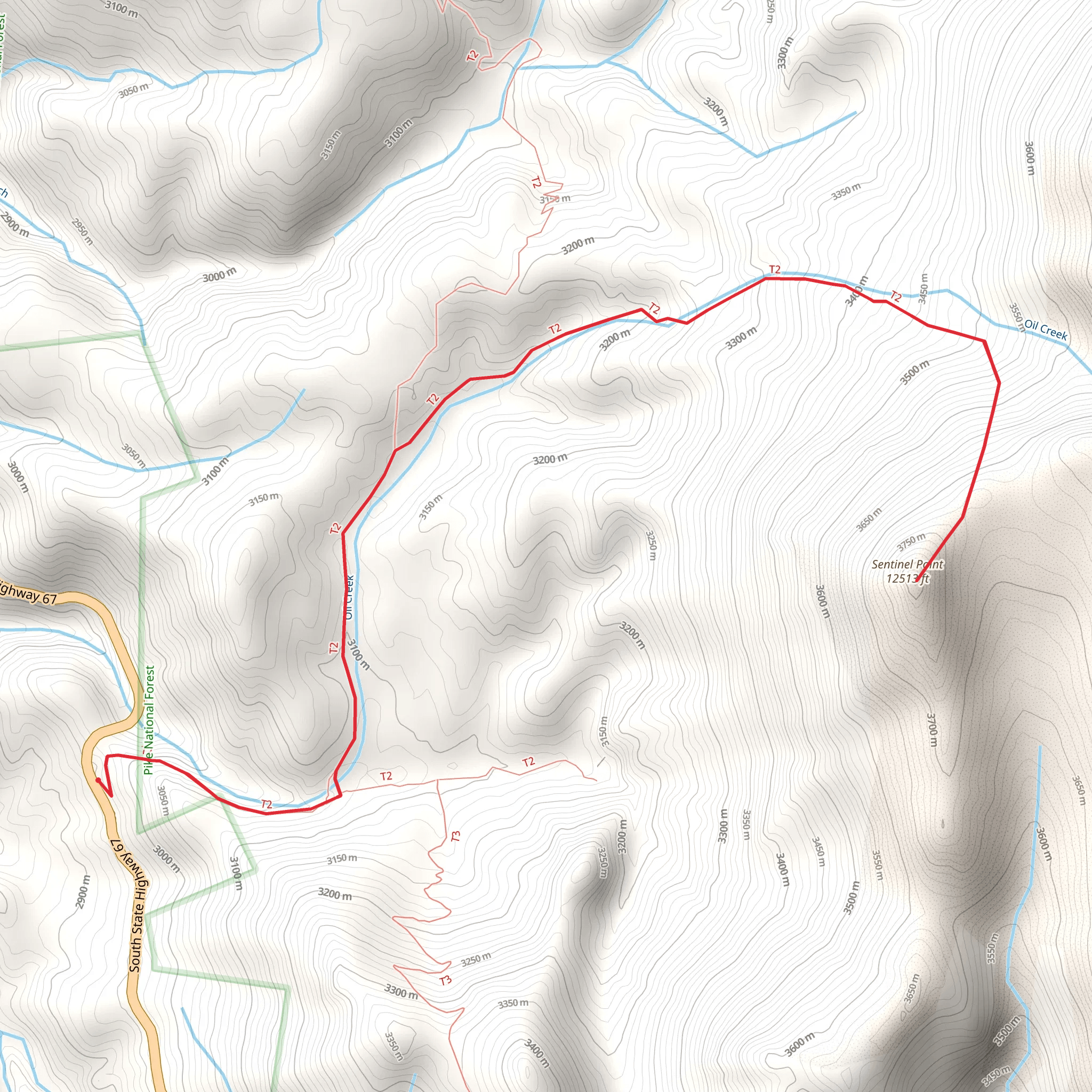 Sentinel Point via Horsetheif Park Trail Out and Back mobile static map