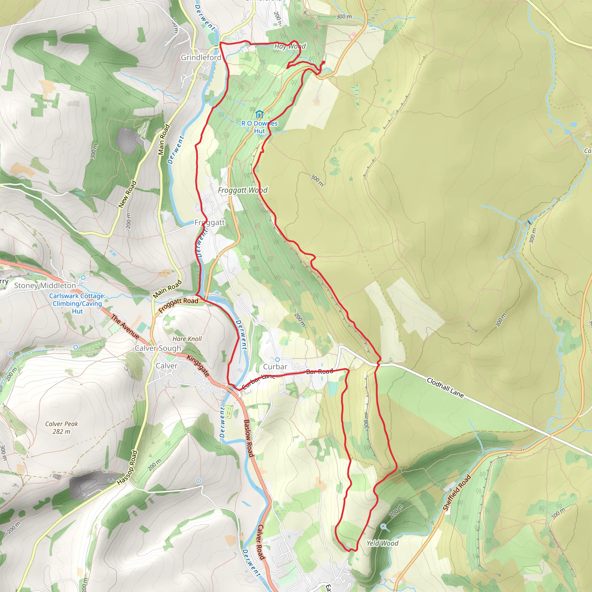 Grindleford, Froggatt and Curbar Loop Walk mobile static map