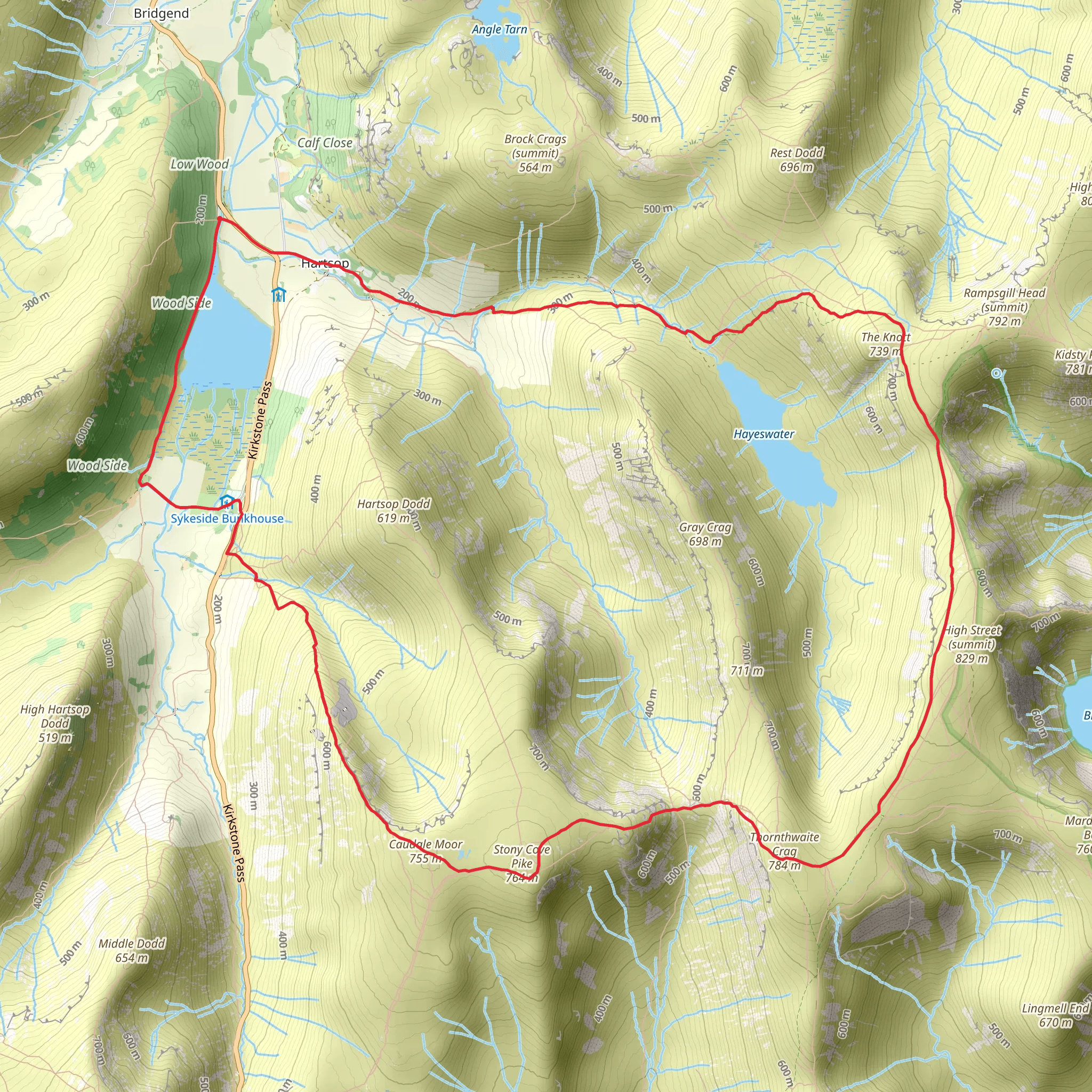 Thornthwaite Crag, Stony Cove Pike and Brothers Water Loop mobile static map