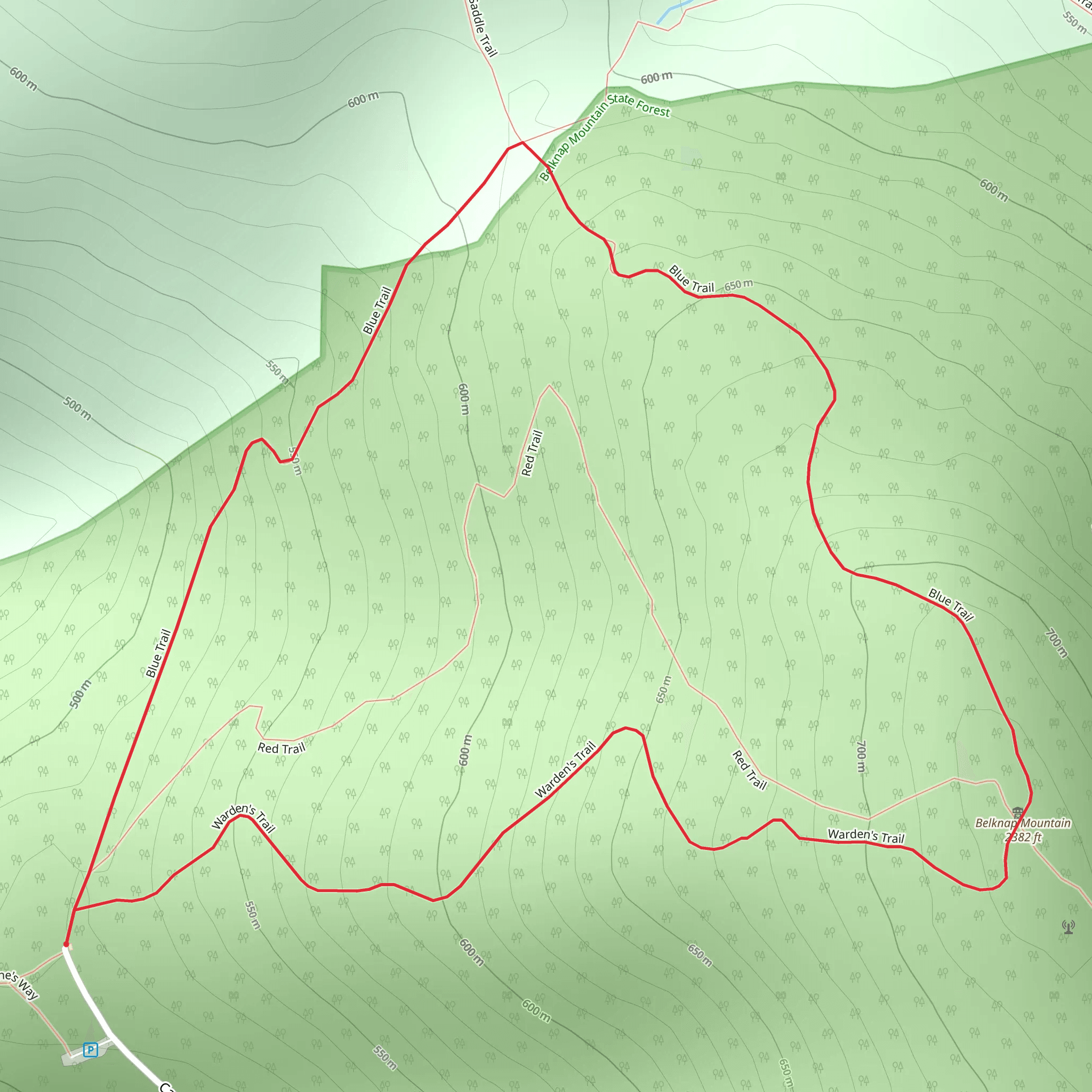 Belknap Mountain Loop Trail mobile static map