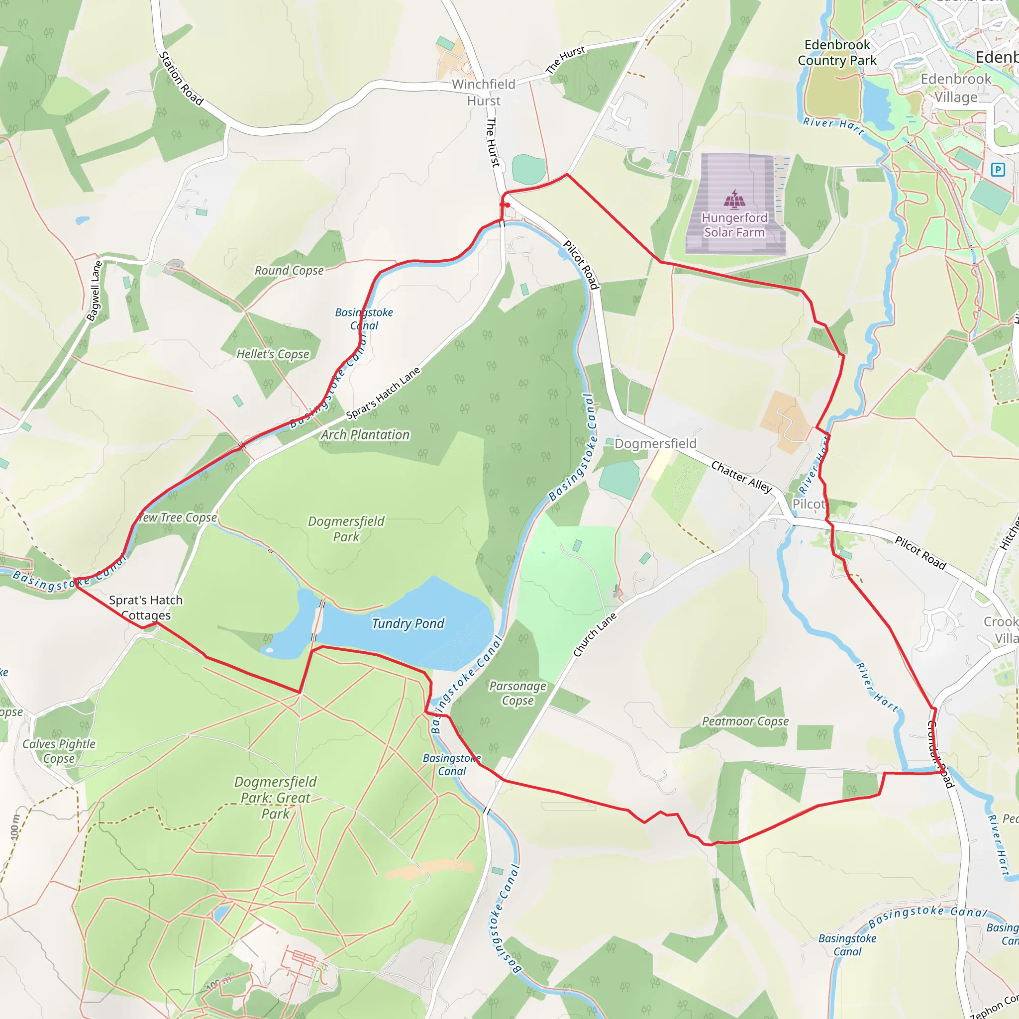 Around Dogmersfield on the Basingstoke Canal mobile static map