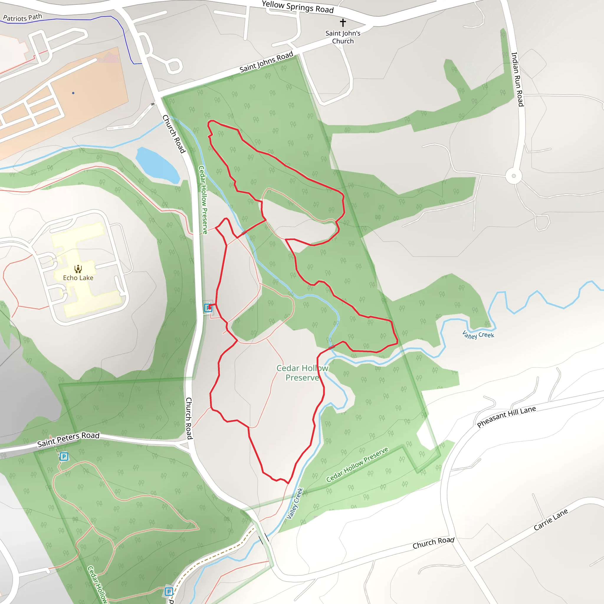 Valley Creek Loop from Church Road mobile static map