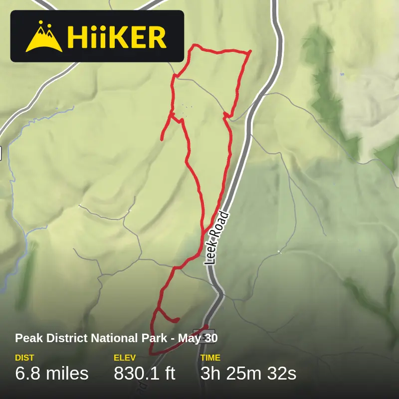 A map preview of the recording Peak District National Park - May 30.
