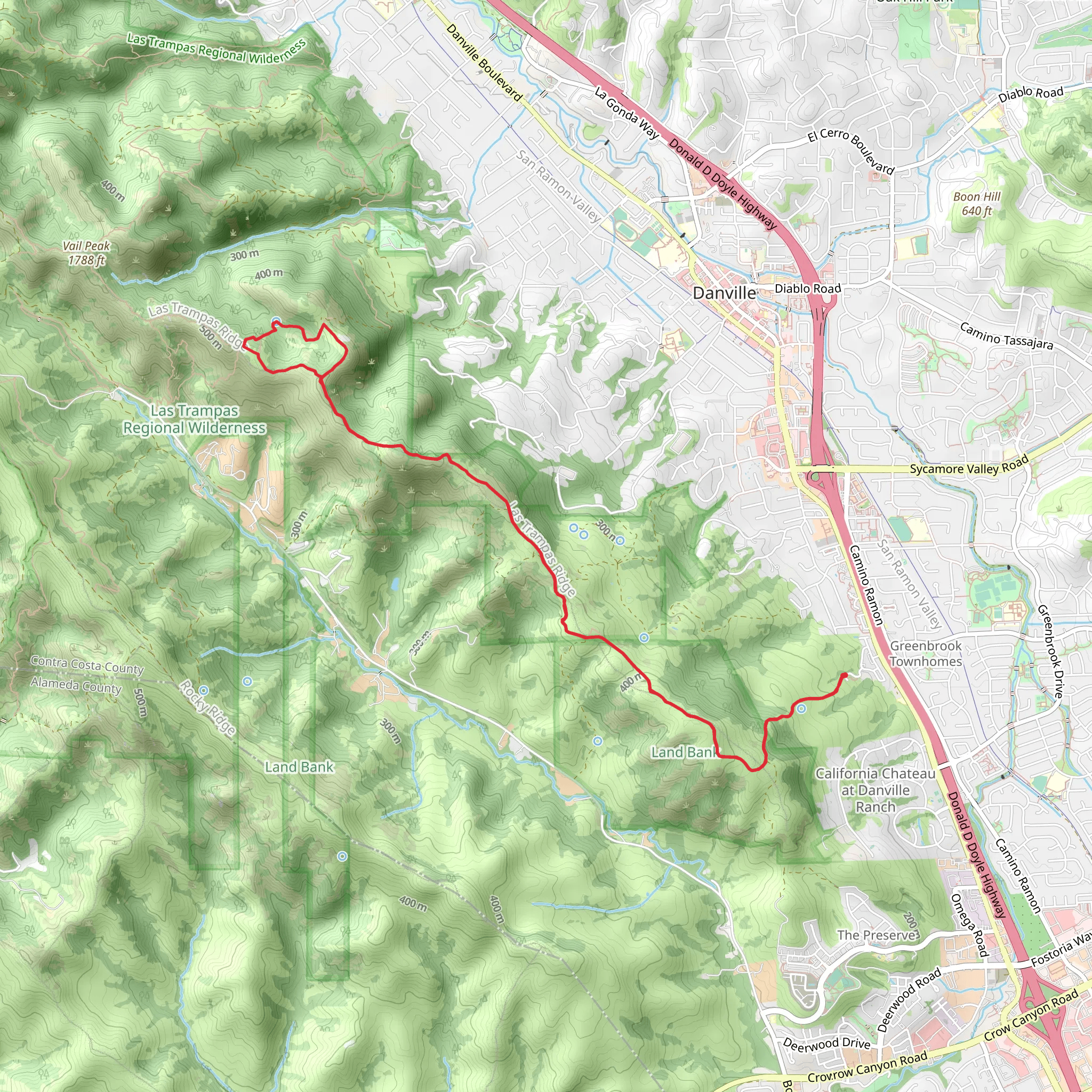 Las Trampas Ridge and Sulphur Springs Loop Trail mobile static map