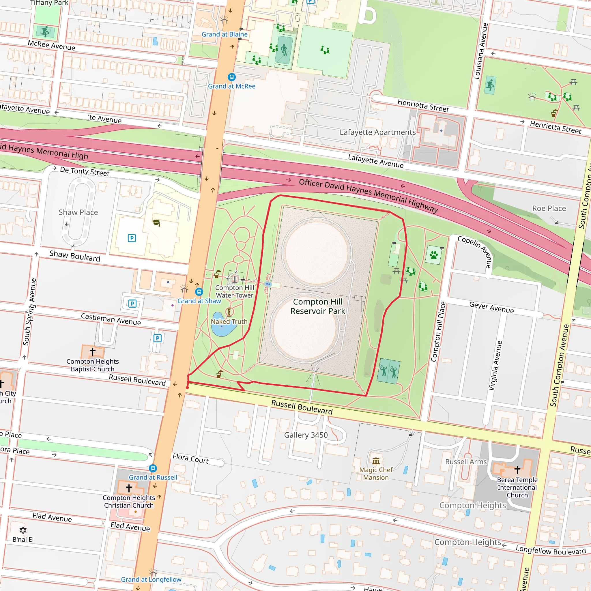 Compton Hill Reservoir Park Loop mobile static map