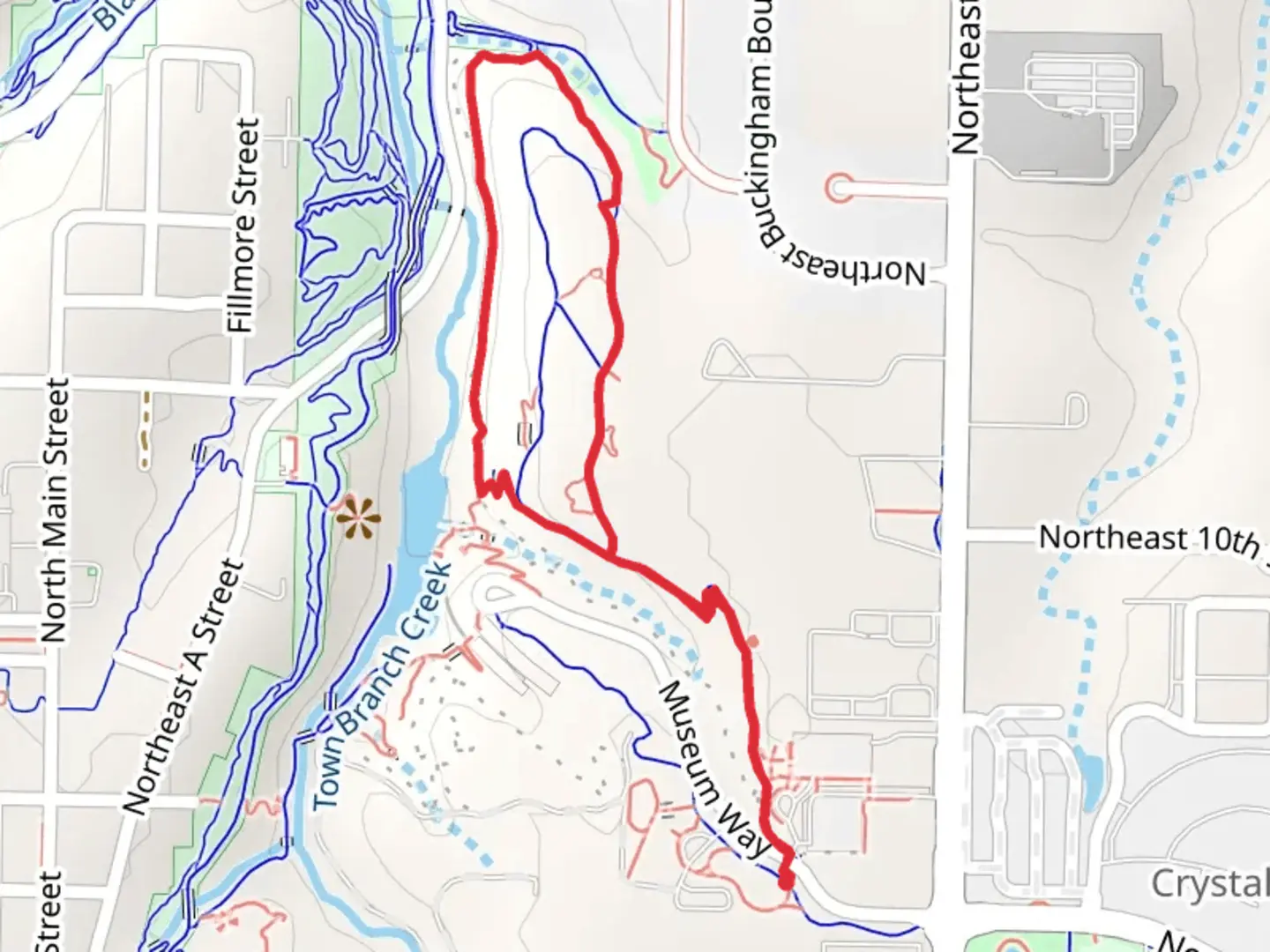 An image depicting the trail North Forest and Rock Ledge Trail and its surrounding area.