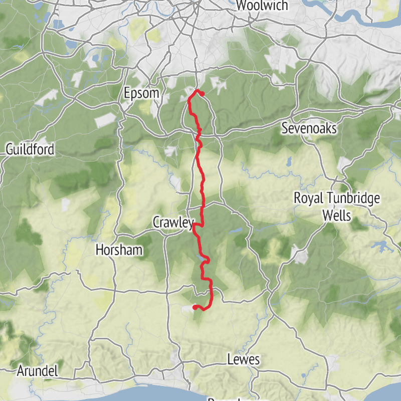 A map preview of the recording Croydon Mountain Biking.
