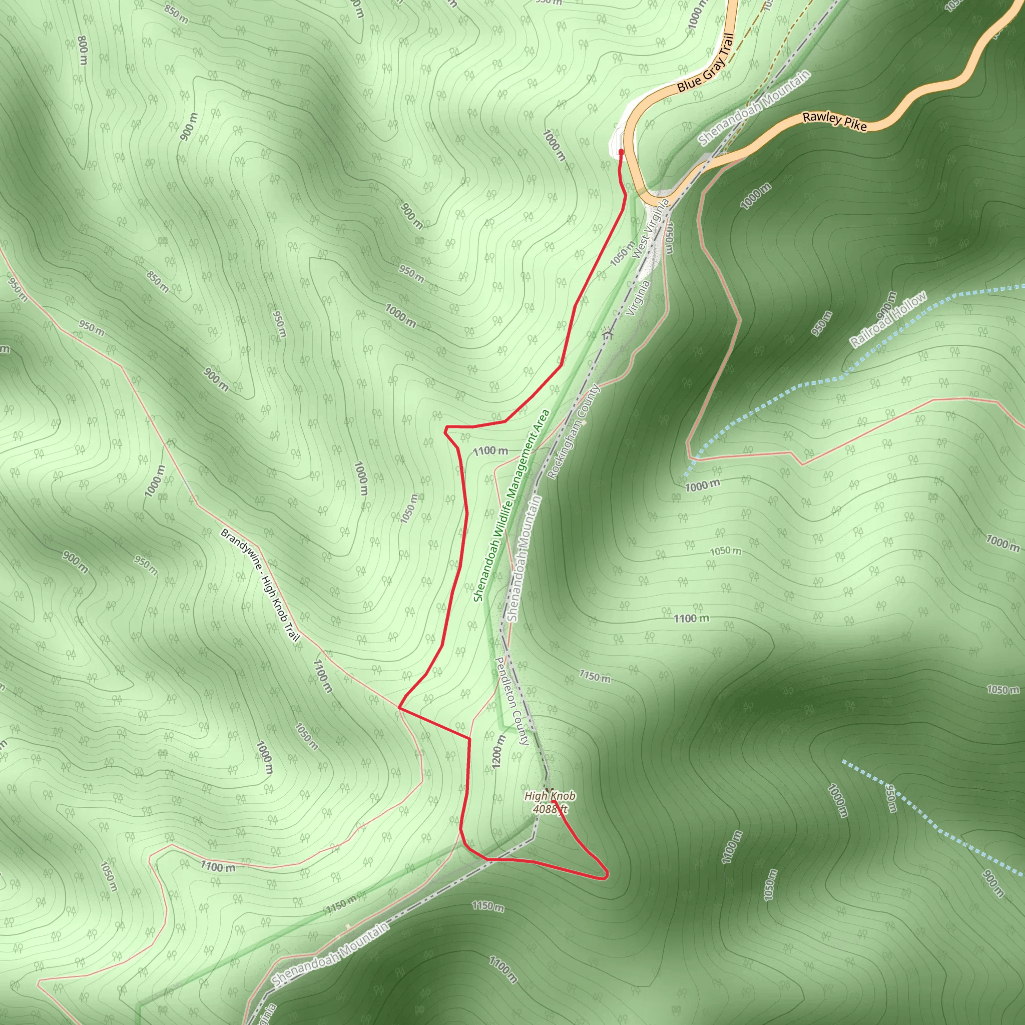 High Knob via Shenandoah Mountain Trail mobile static map