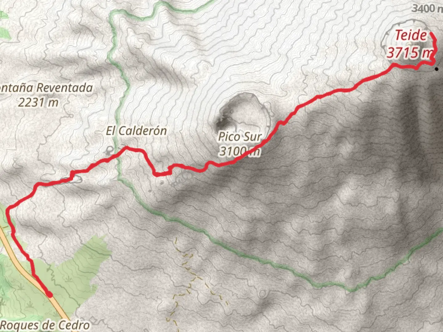 An image depicting the trail Teide - Pico Viejo - TF 38 and its surrounding area.