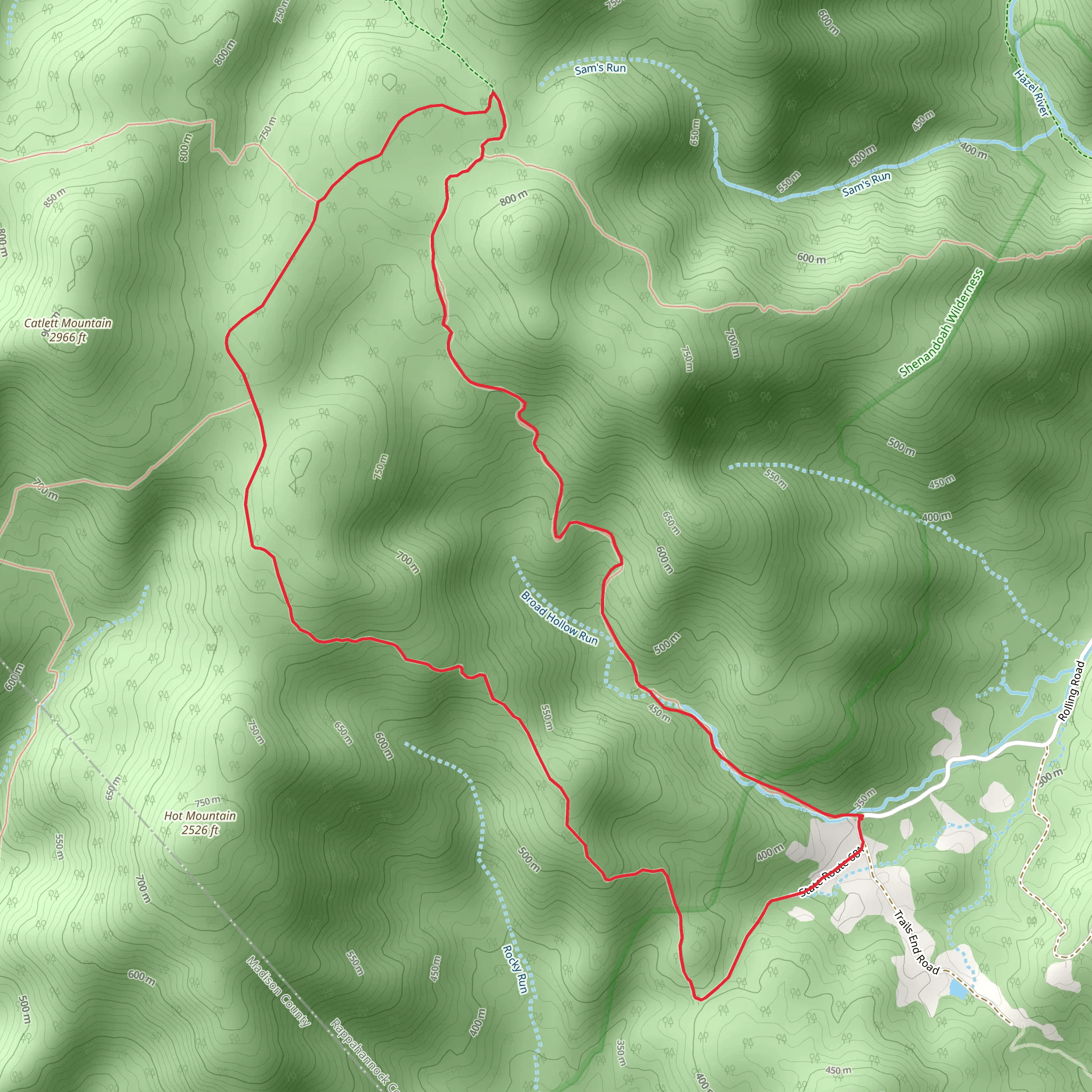 Hazel Mountain and Pine Hill Gap Loop Trail mobile static map
