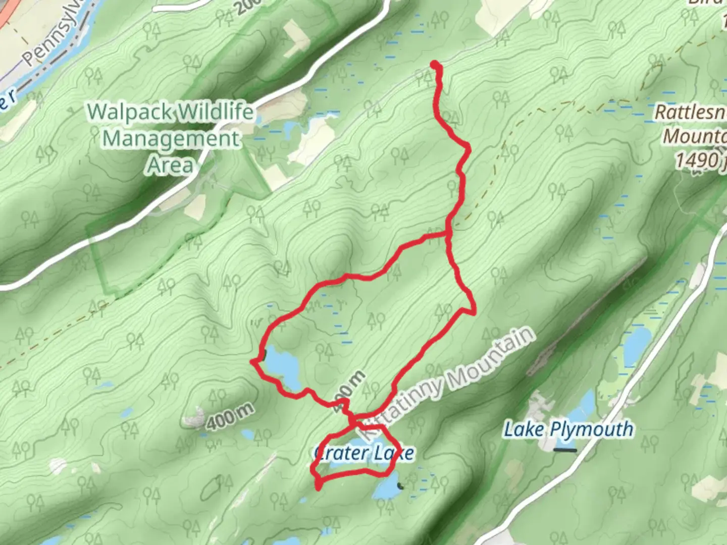 An image depicting the trail Crater Lake and Hemlock Lake Loop via Appalachian Trail and its surrounding area.
