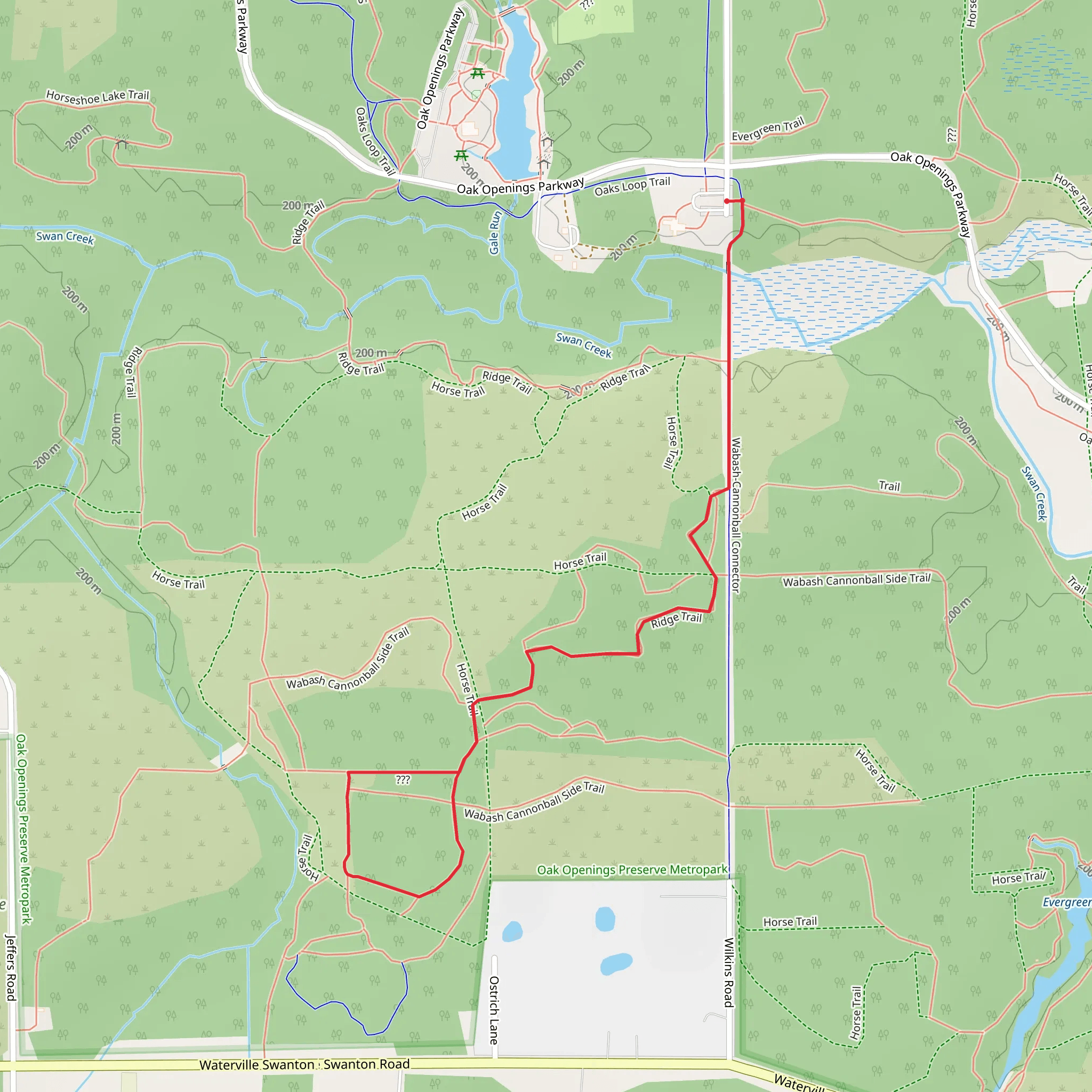 Oak Openings Hiking and Ridge and Ridge Loop Trail mobile static map