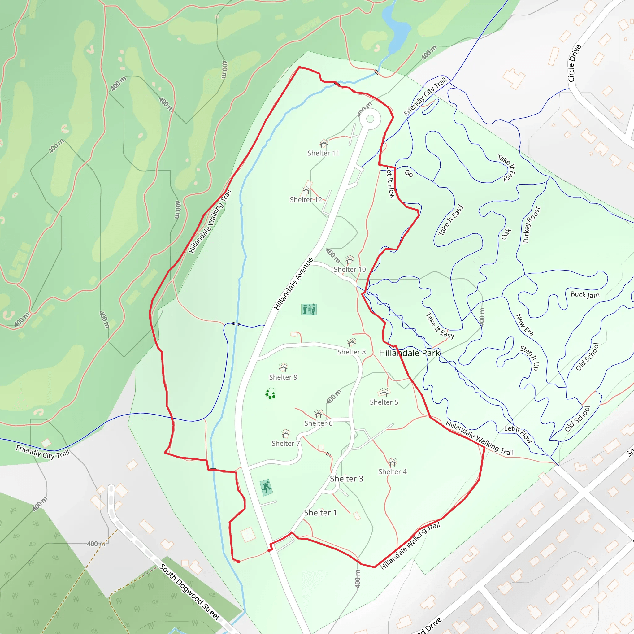 Hillandale Park Loop Trail mobile static map
