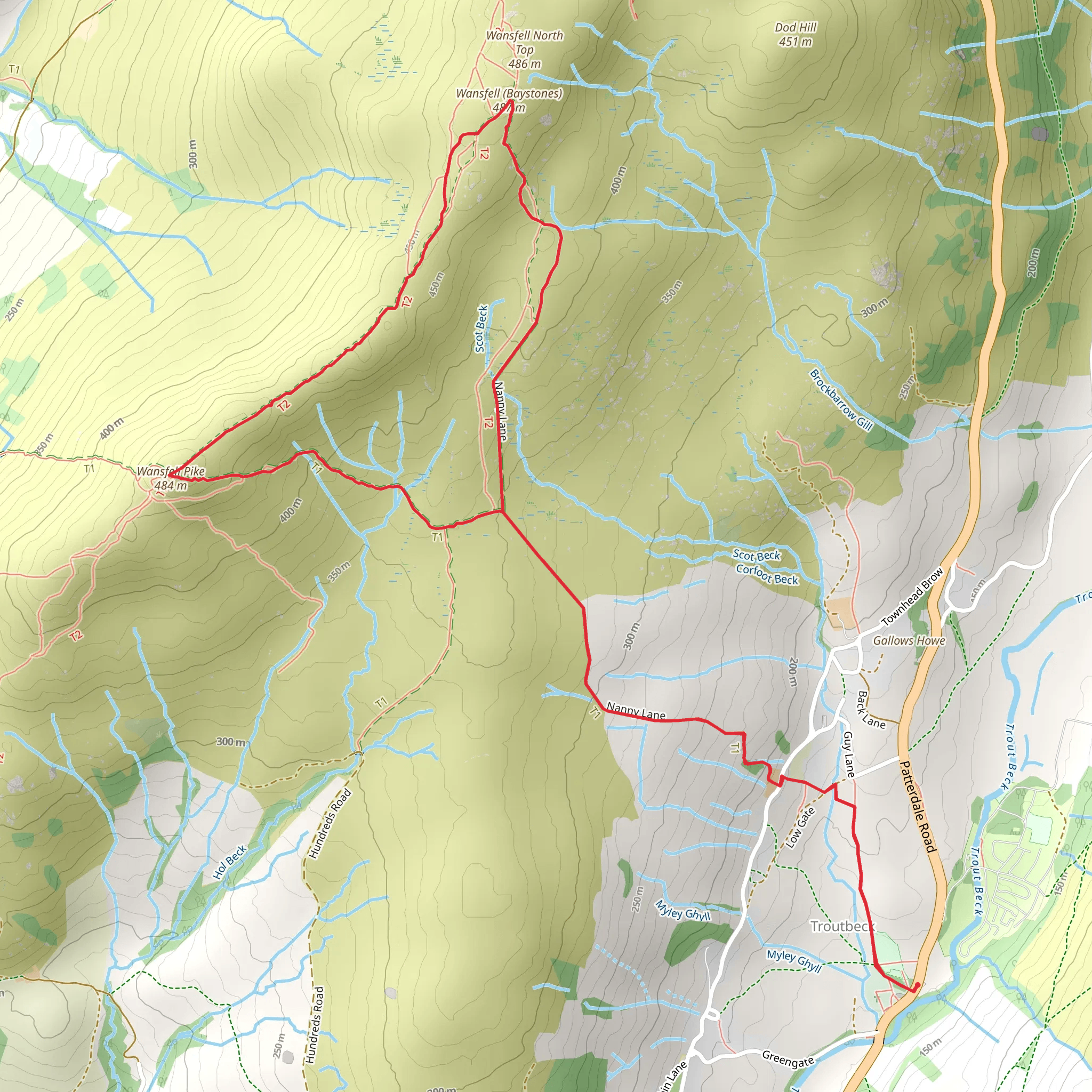 Baystones and Wansfell Pike Loop mobile static map