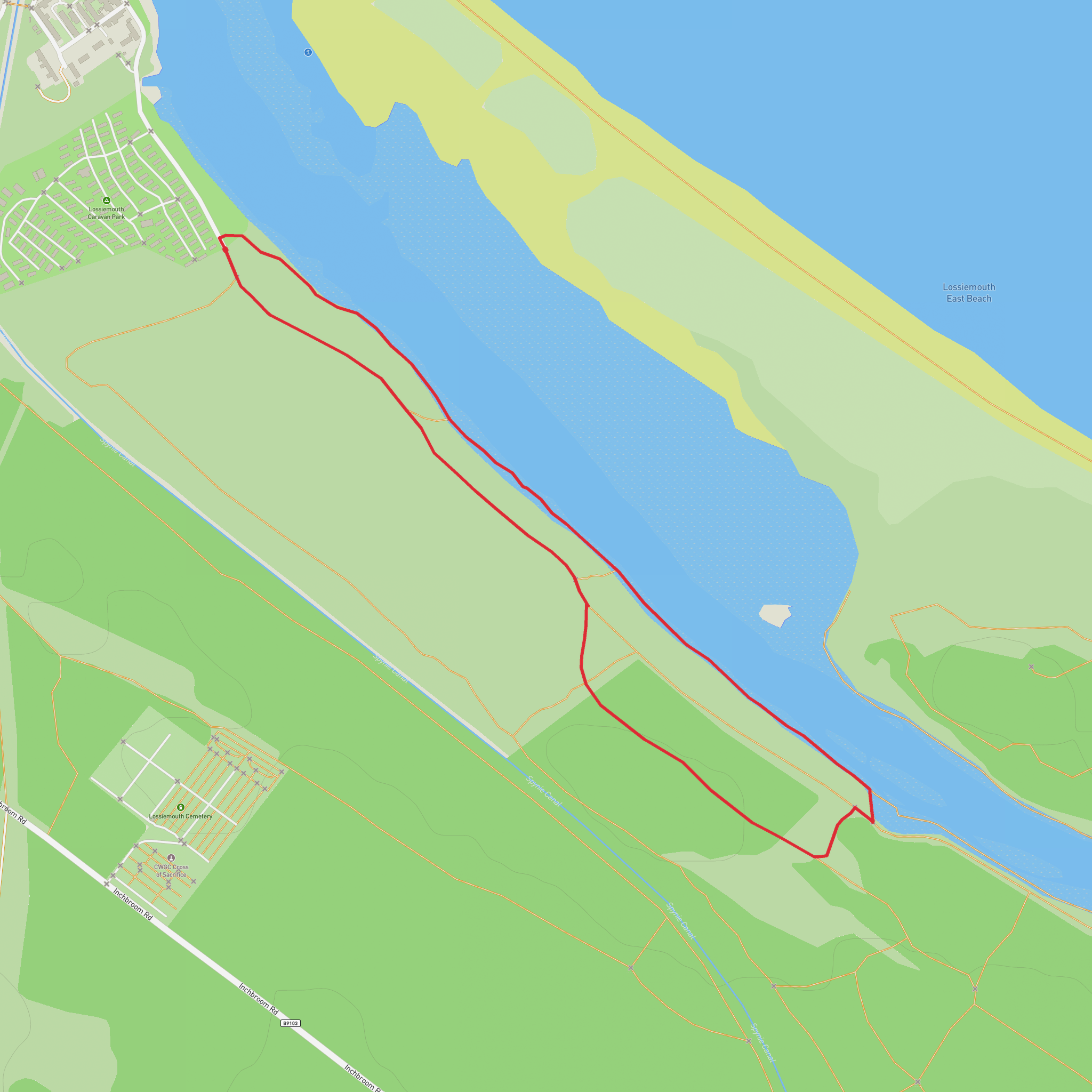 River Lossie - Short mobile static map