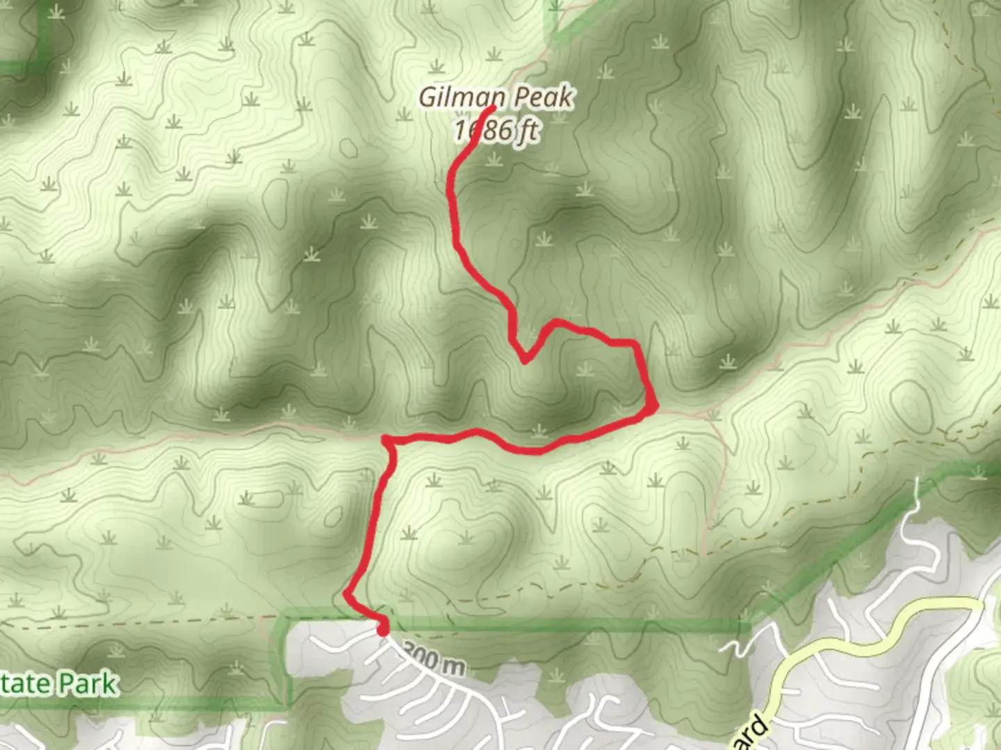 An image depicting the trail Gilman Peak via Easy Street Trail and its surrounding area.