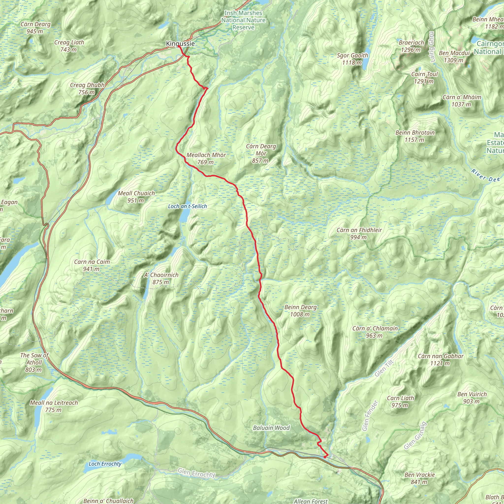 Kingussie to Blair Atholl mobile static map
