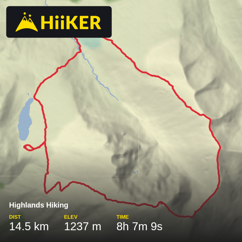 A map preview of the recording Highlands Hiking.