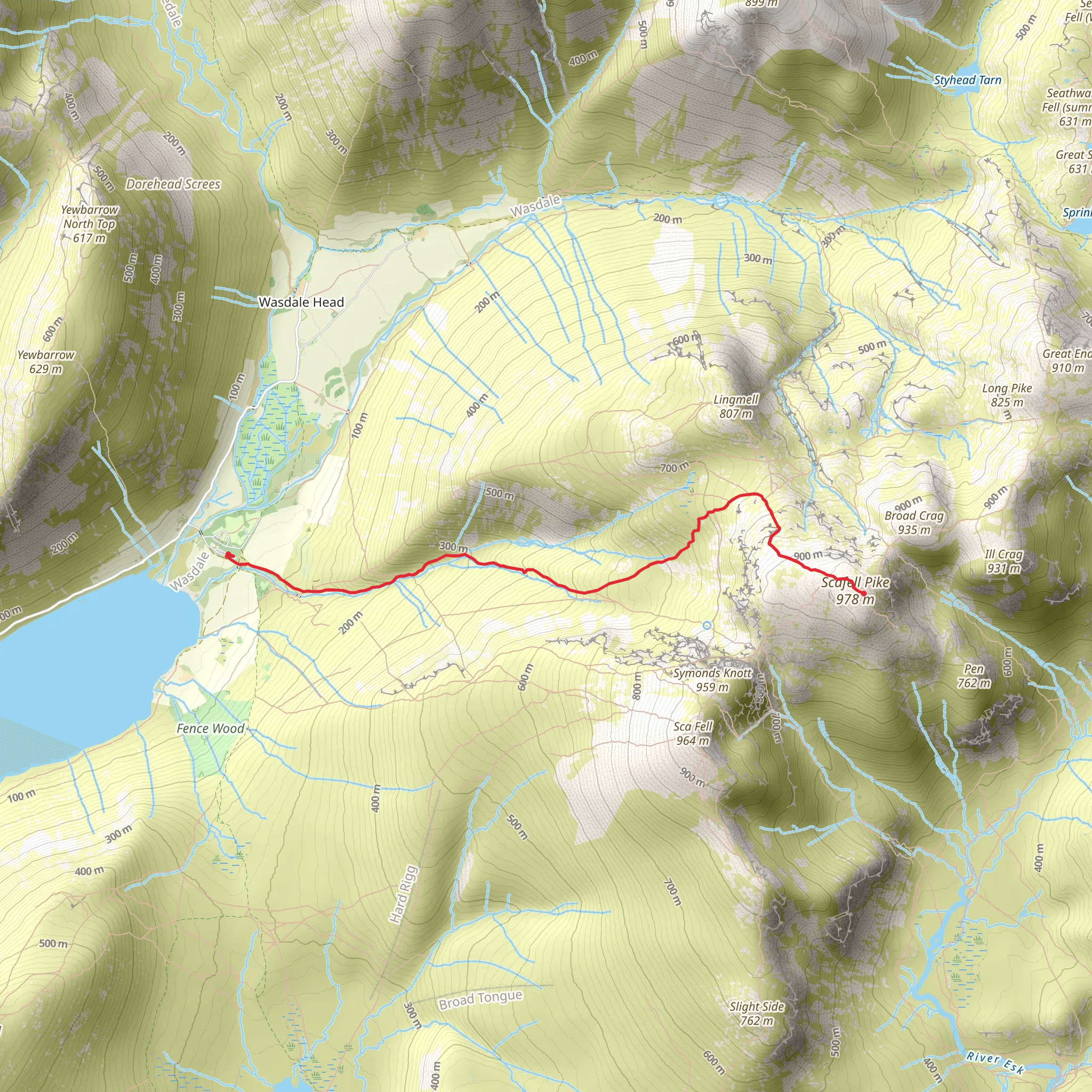 wasdale head to Scafell Pike mobile static map