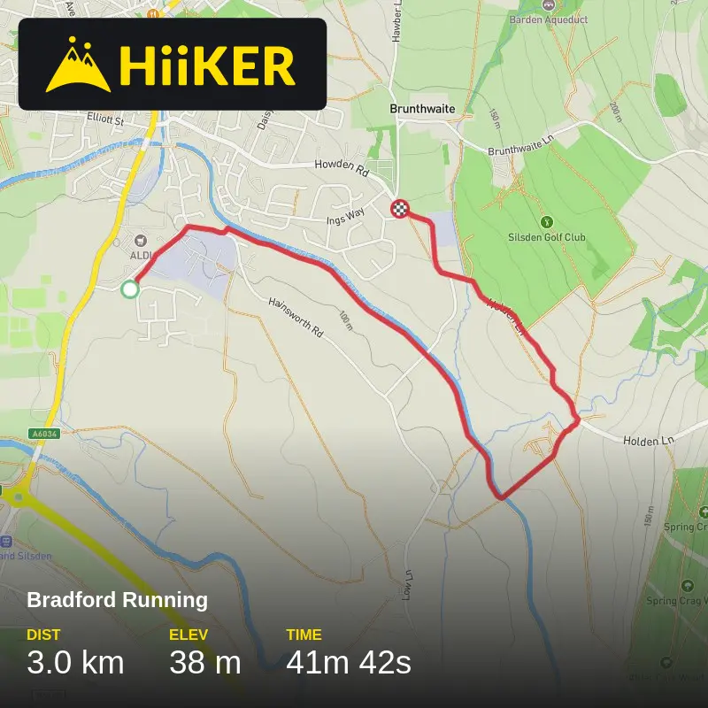 A map preview of the recording Bradford Running.