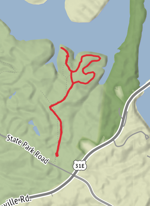 Barren River State Park Peters Creek Trail  mobile static map