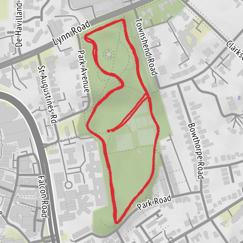 A map preview of the recording Fenland Running.