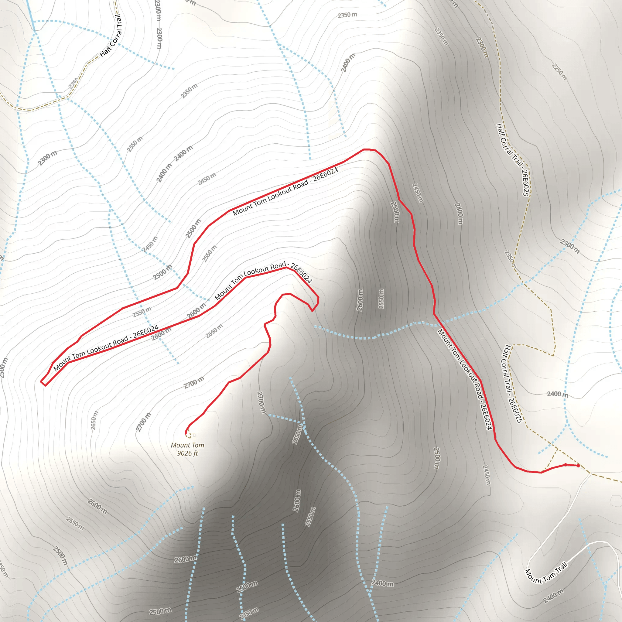 Mount Tom Lookout Road mobile static map