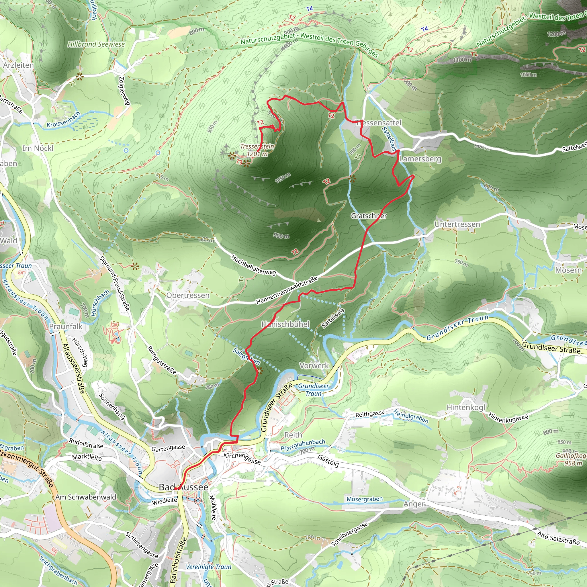 Tressenstein Summit Lookout from Bad Aussee mobile static map