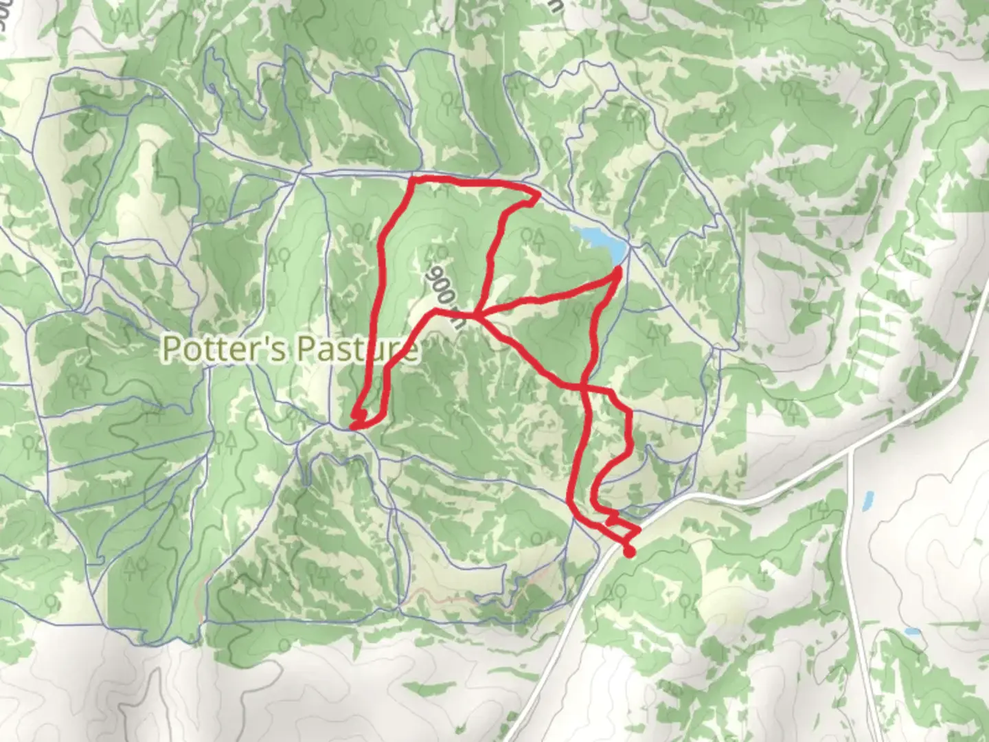An image depicting the trail South Trail Ridge, Boneyard and Wicked Ridge Loop and its surrounding area.
