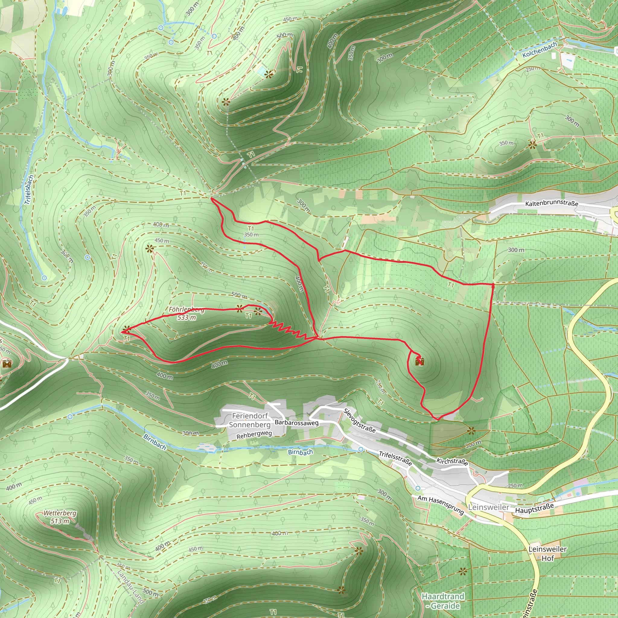Föhrlenberg and Burgruine Neukastel via Lainsweiler and Keschde Erlebnisweg mobile static map