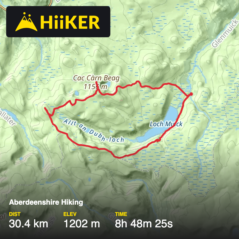 A map preview of the recording Aberdeenshire Hiking.