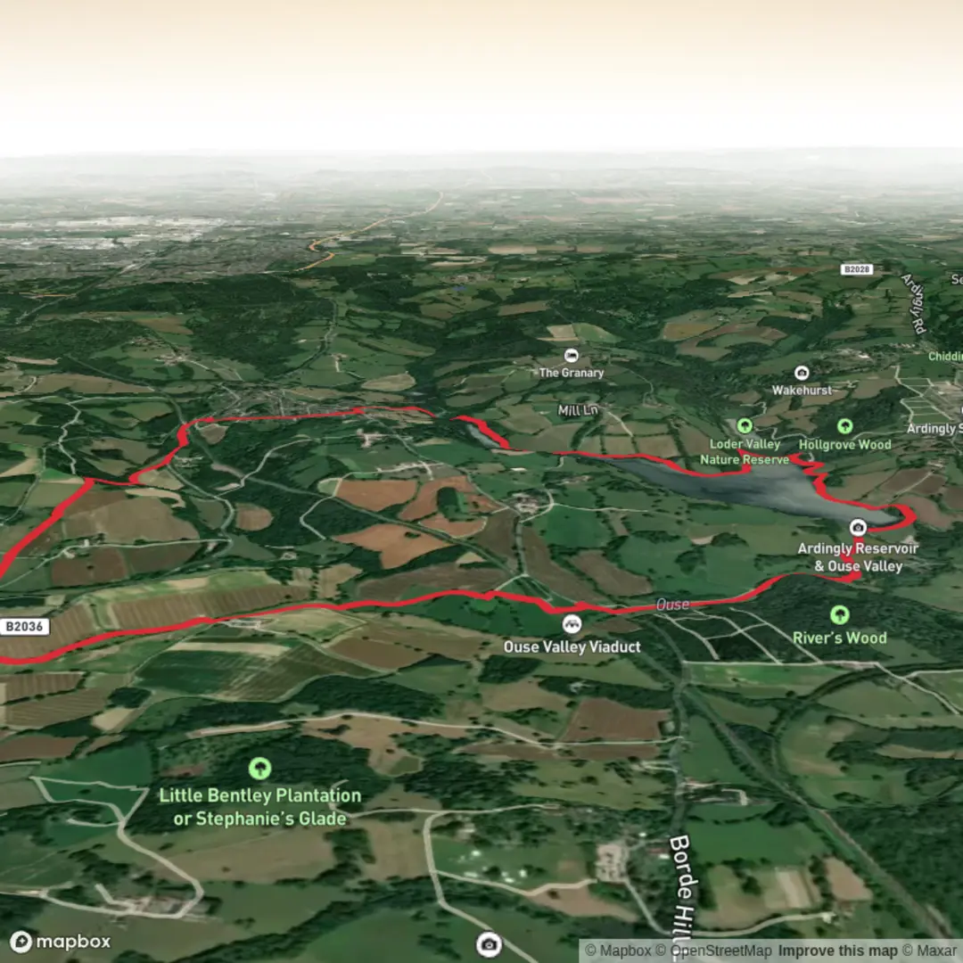 An image depicting the trail Balcombe and Ardingly circular and its surrounding area.