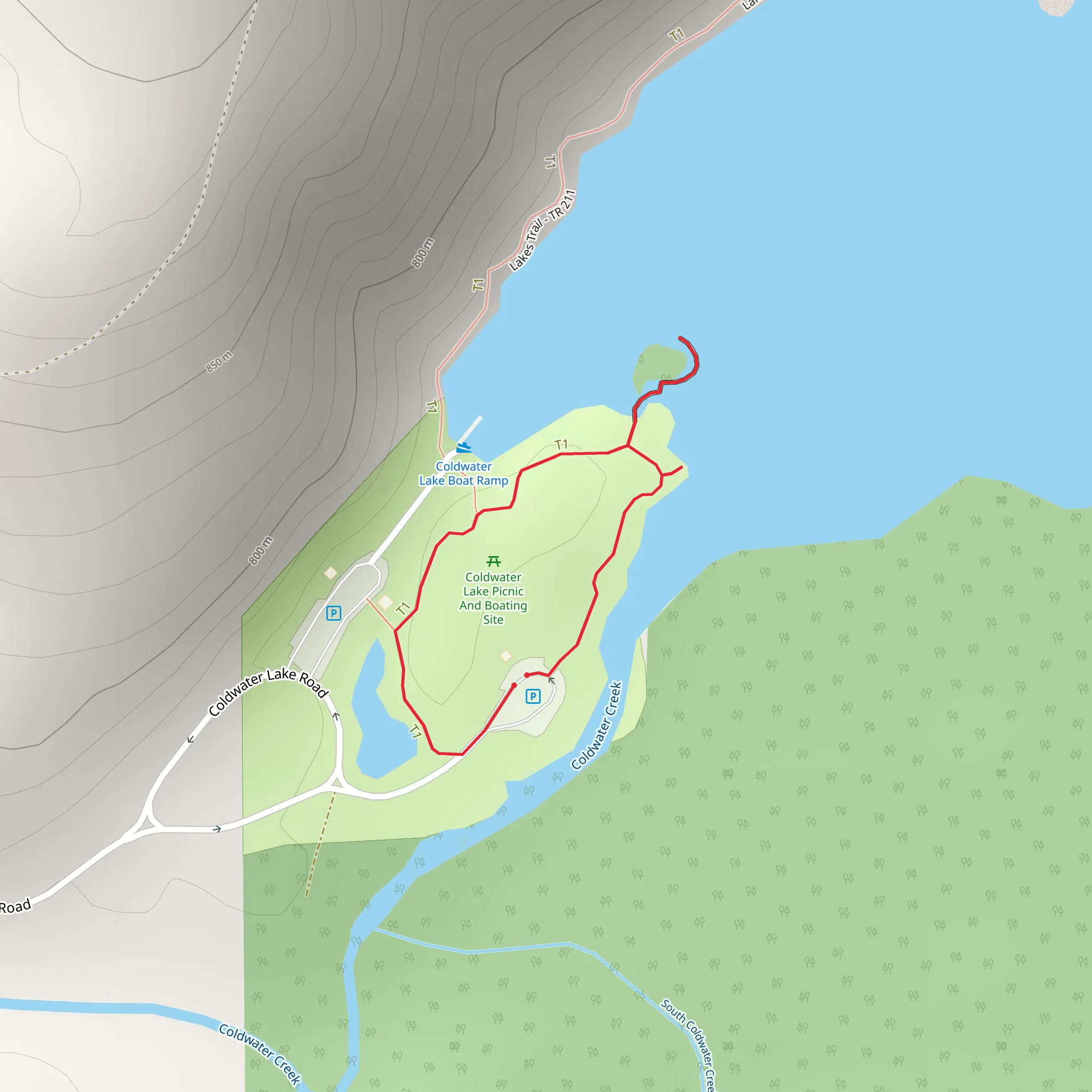 Birth of a Lake Loop Trail mobile static map