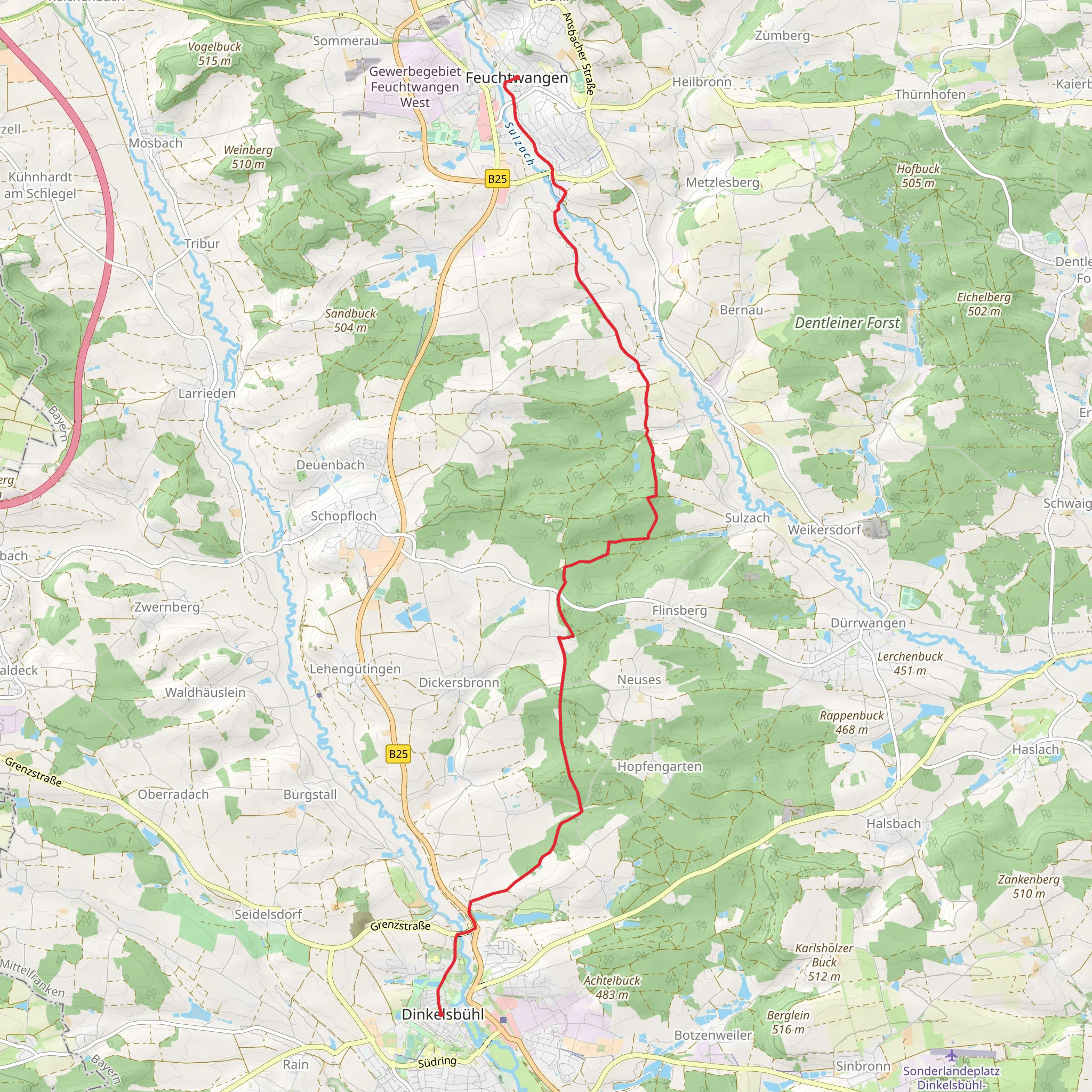 Feuchtwangen to Dinkelsbühl via Romantische Strasse mobile static map