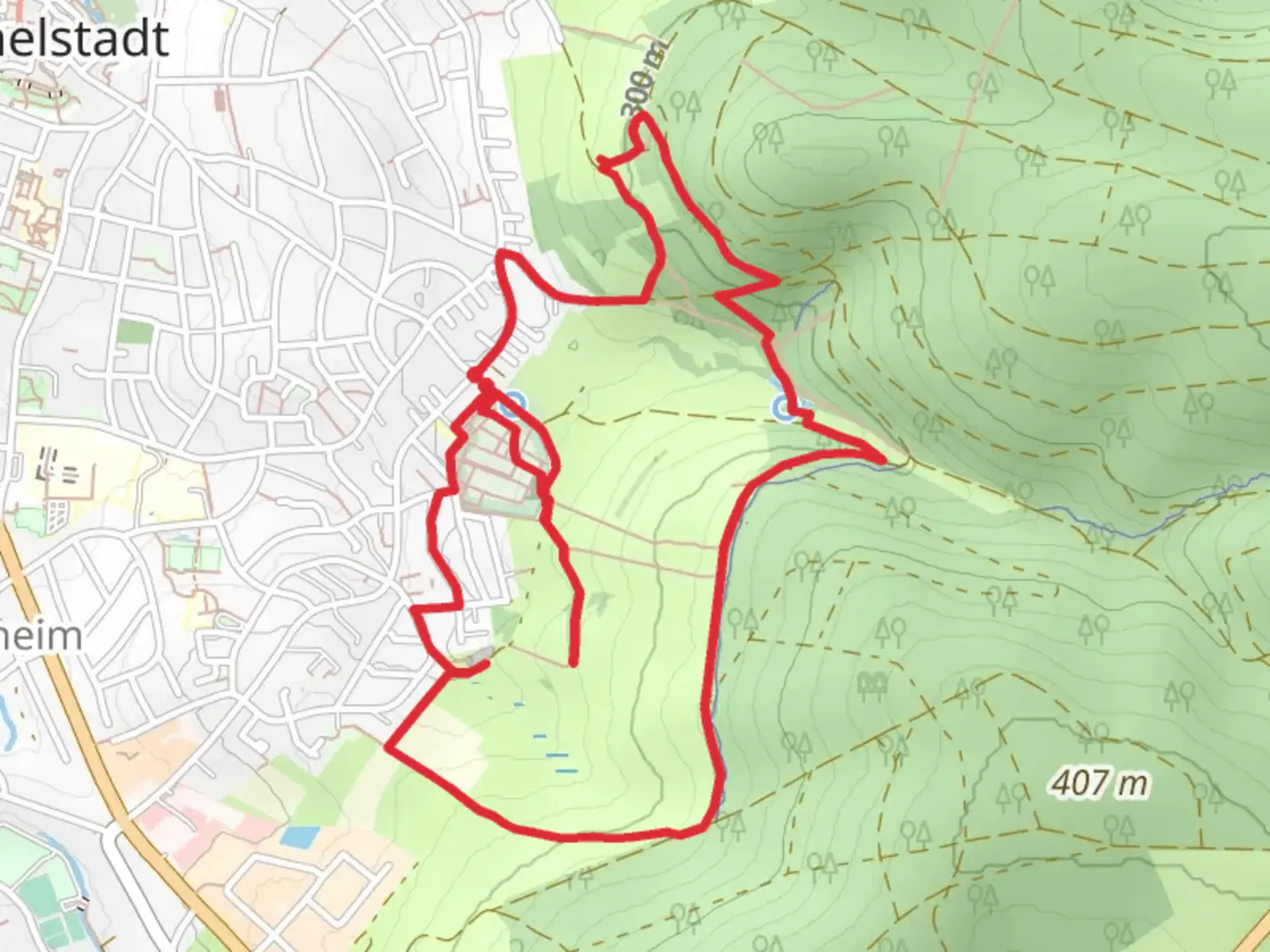 An image depicting the trail Triasfenster via Kitian Weg and its surrounding area.
