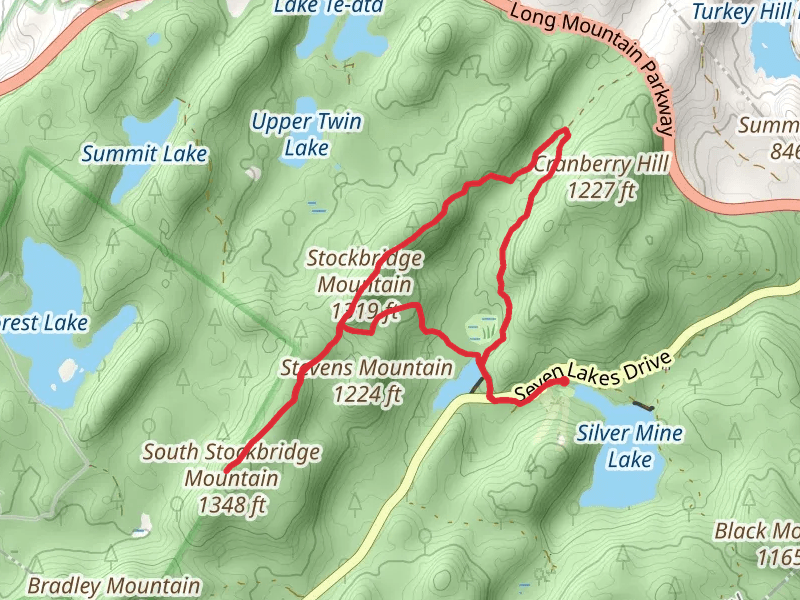 South Stockbridge Mountain, Stockbridge Mountain and Lake Nawahunta Loop via Long Path