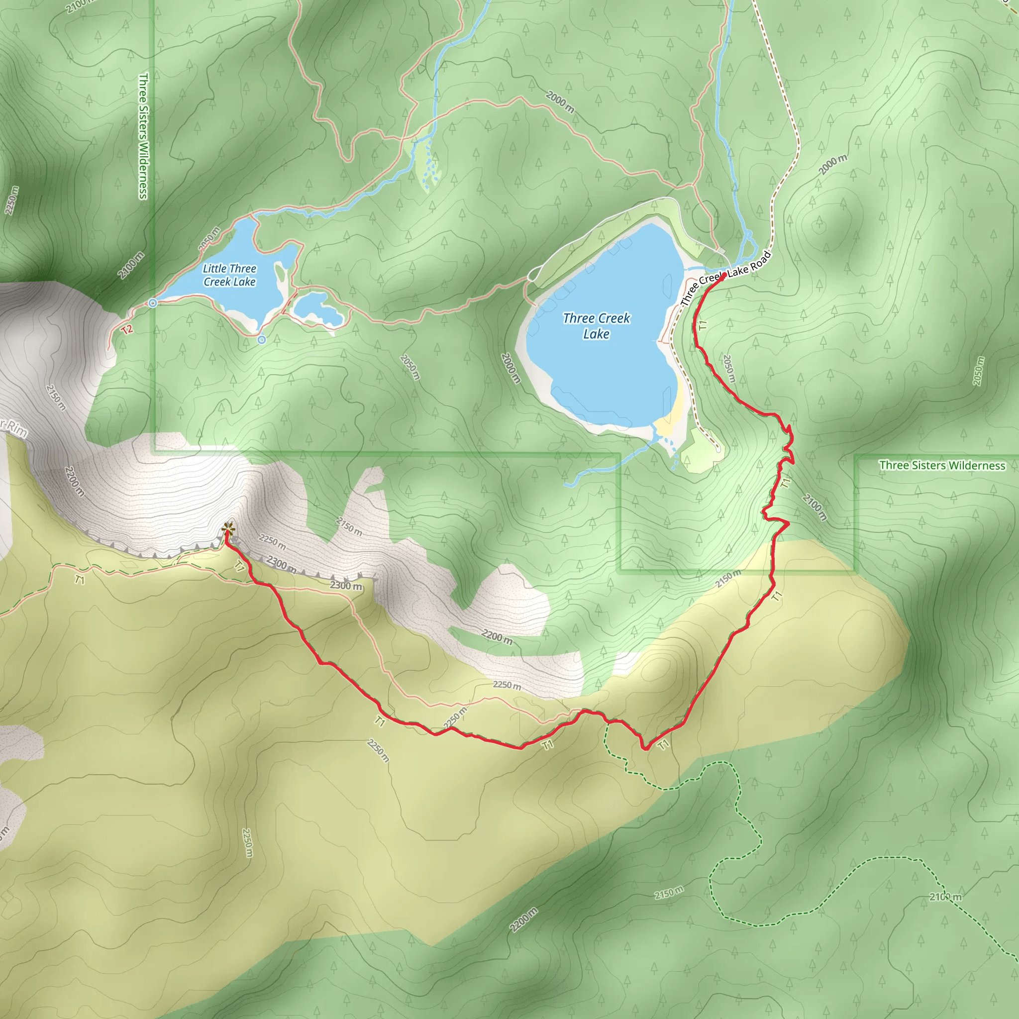 Tam McArthur Rim Trail from Three Creek Lake mobile static map