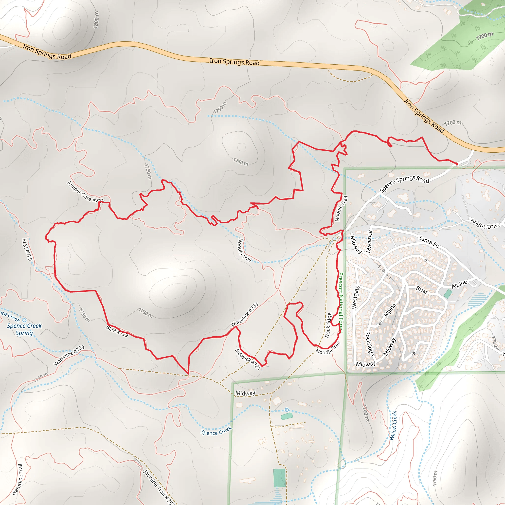 Noodle and Juniper Gate Loop Trail mobile static map