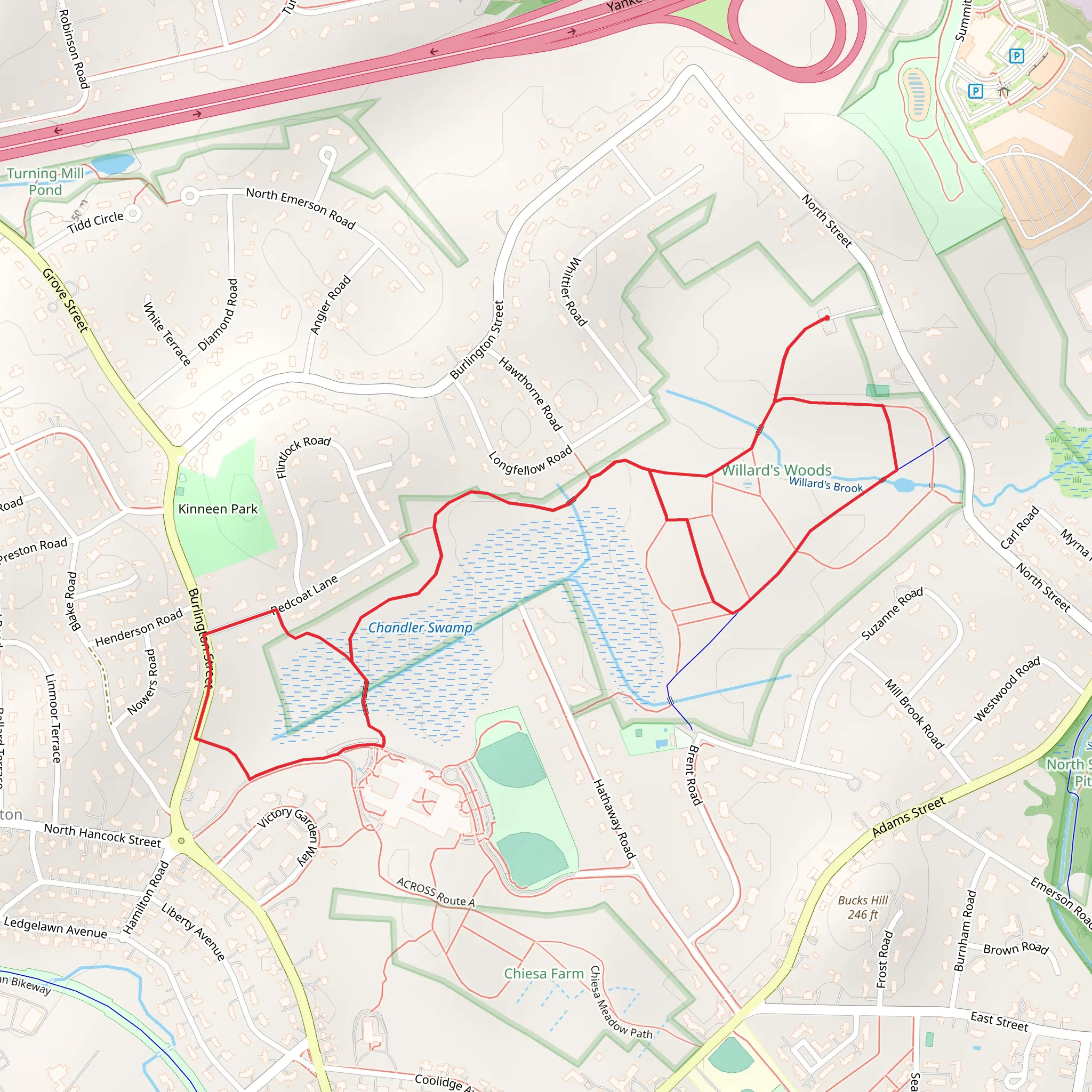 Willard Brook and Pond Loop mobile static map