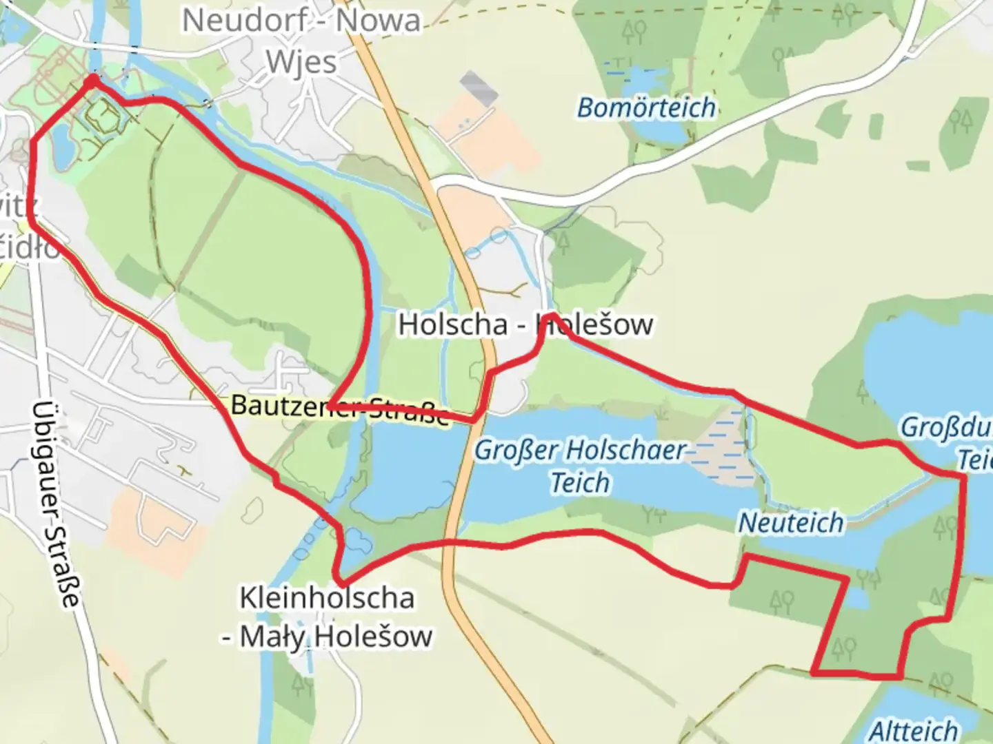 An image depicting the trail Grosser Wiesenteich and Neuteich via SZ Rundwanderweg and its surrounding area.