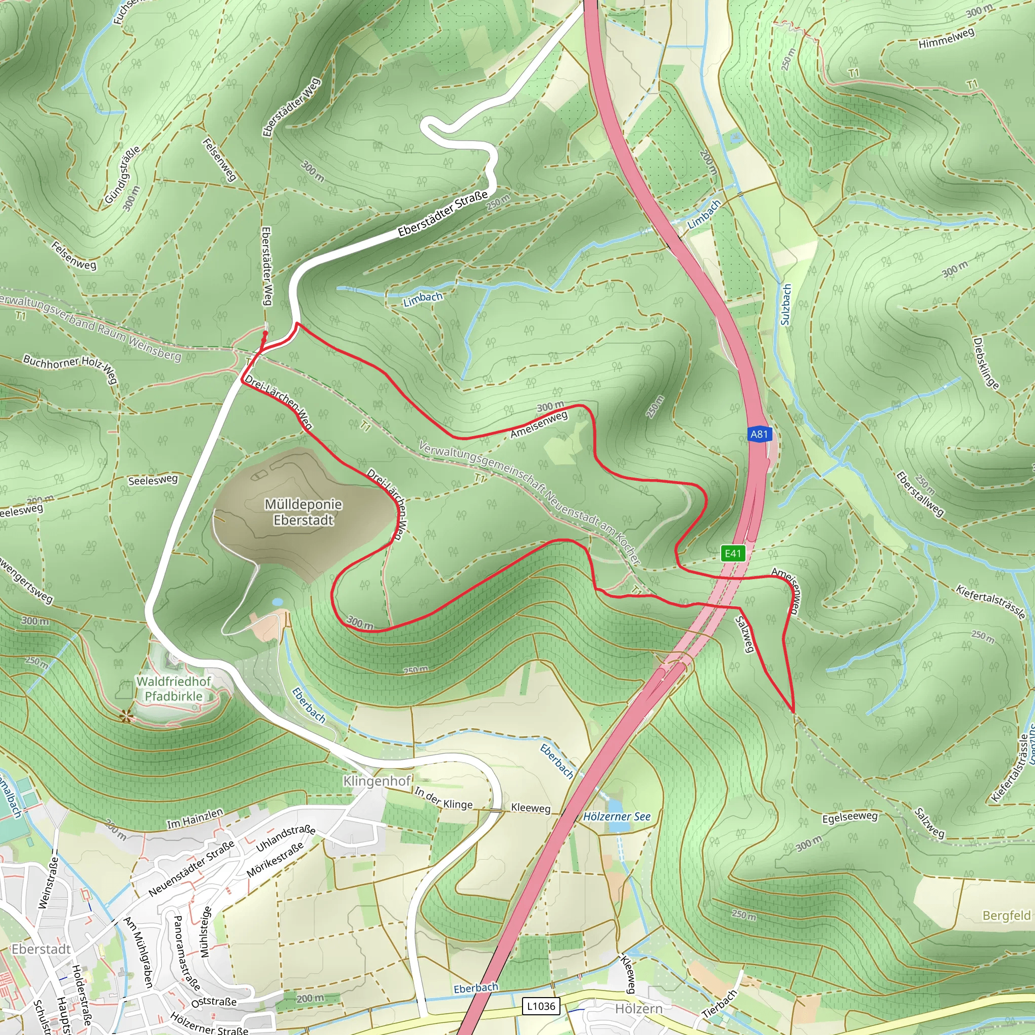 Eberstadt and Ameisenweg Loop mobile static map
