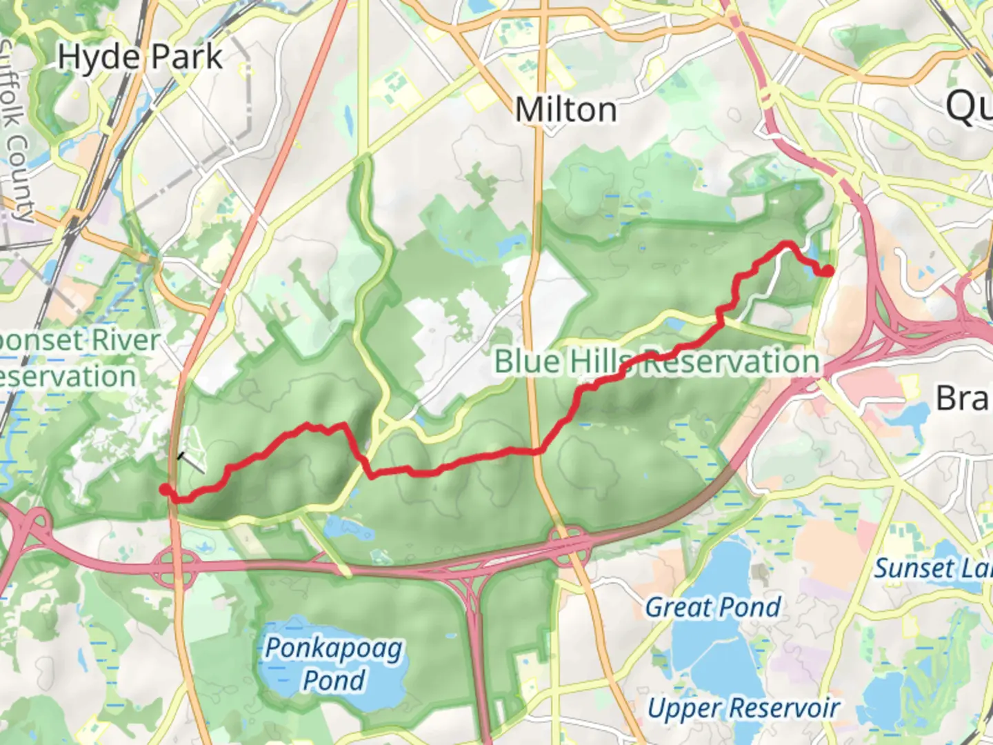An image depicting the trail Little Blue Hill to Babel Rock via Skyline Trail and its surrounding area.