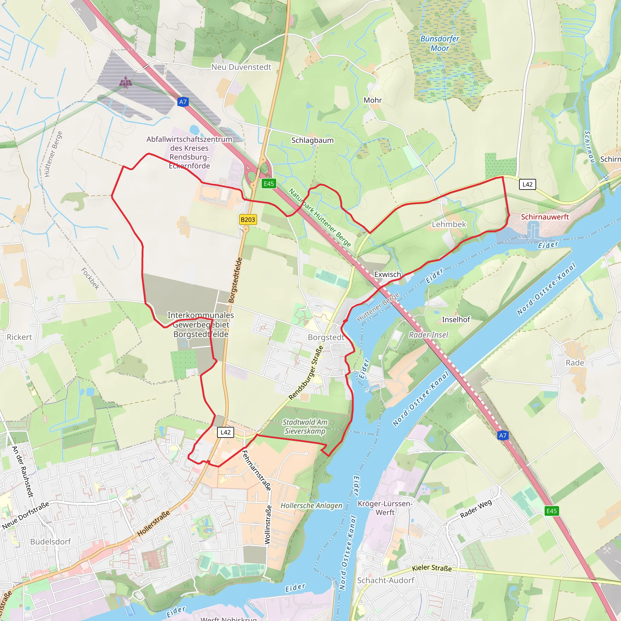 Borgstedter See via Borgstedtfelde and Naturparkwanderweg mobile static map