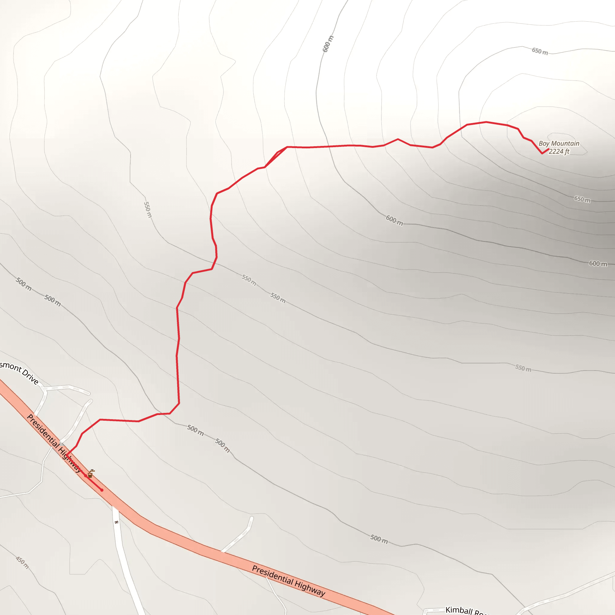 Boy Mountain Trail mobile static map
